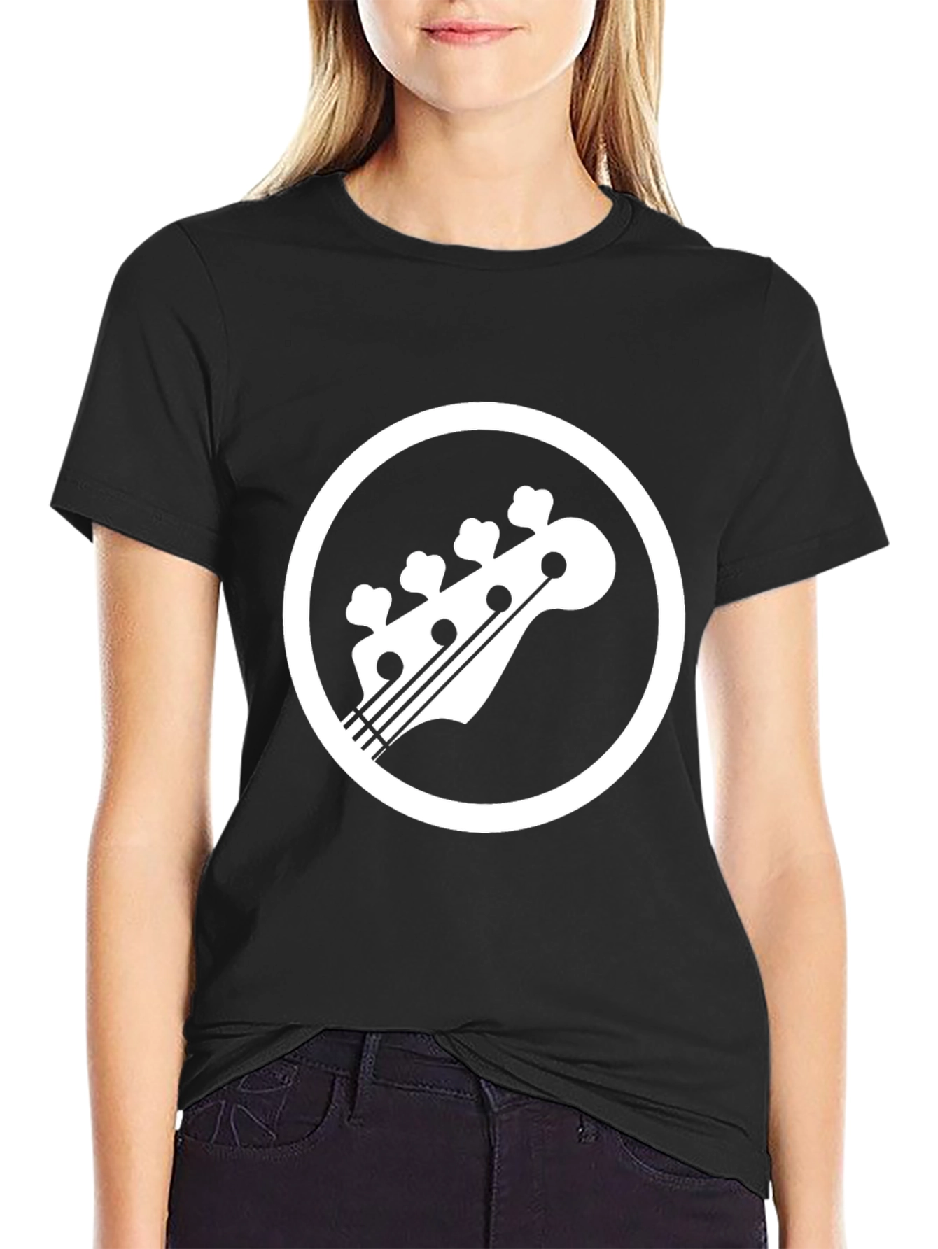 Bass Guitar Headstock Graphic Tee - Black