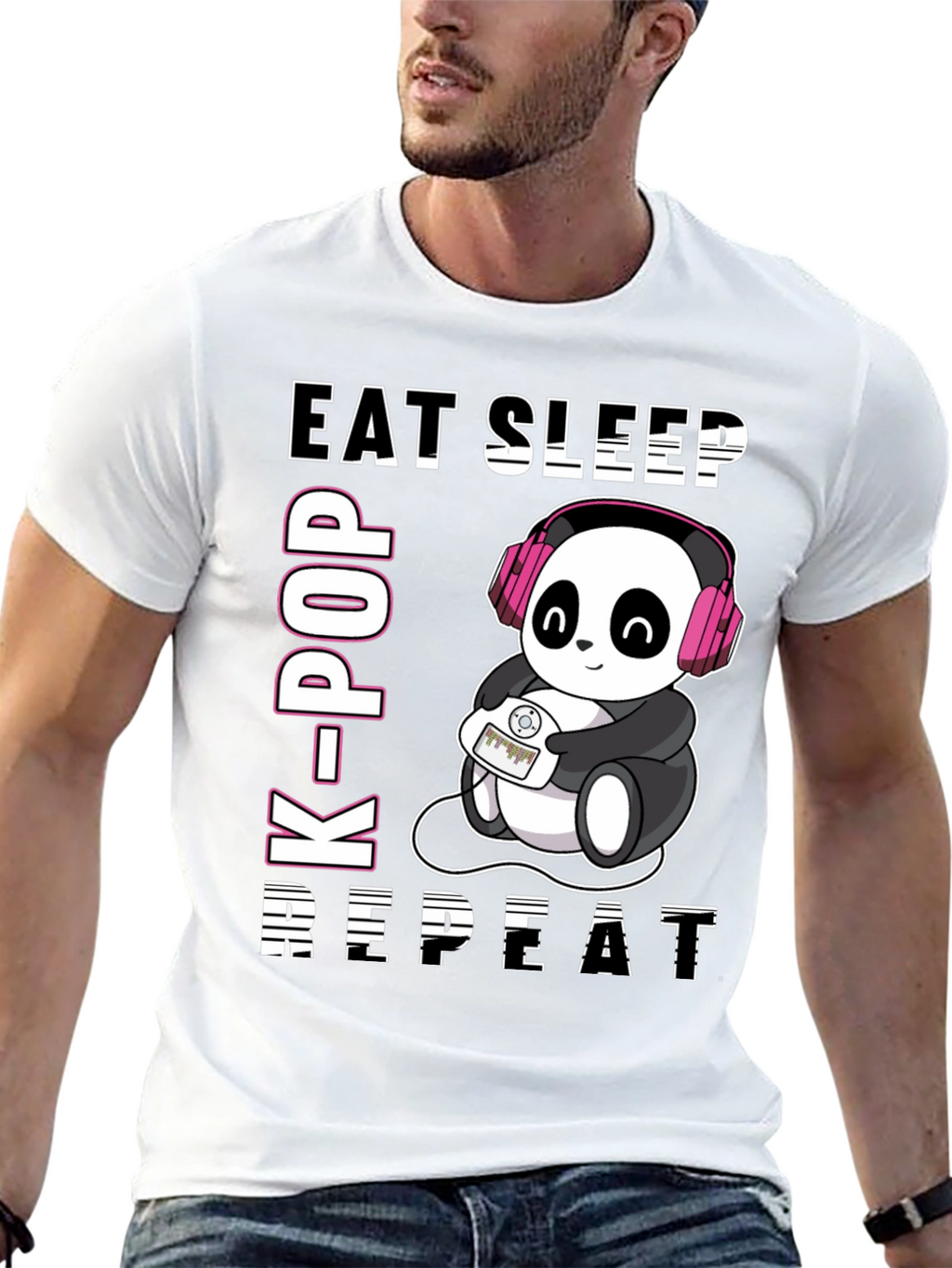 Eat Sleep K-Pop Repeat Panda T-Shirt