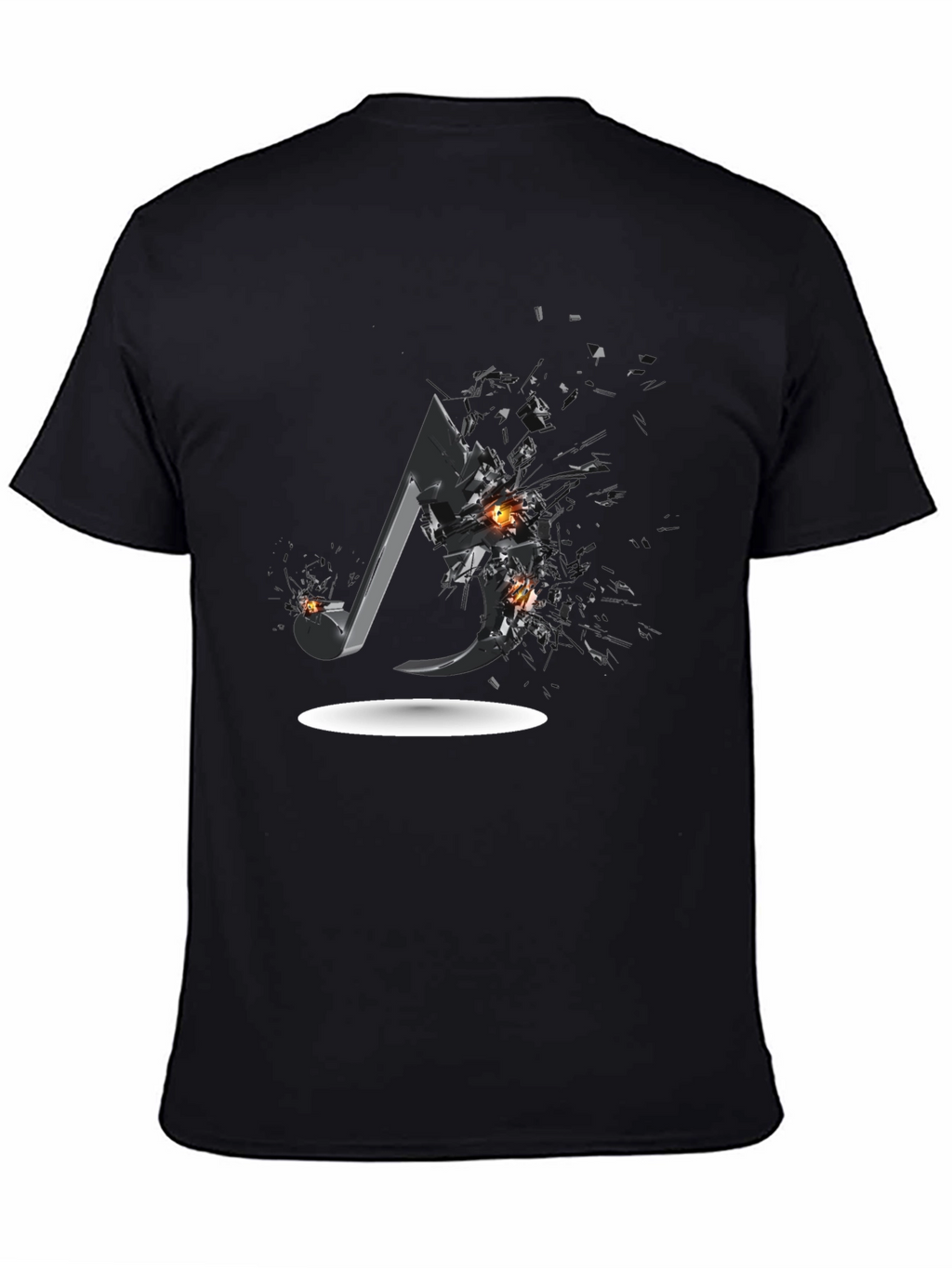 Shattered Music Note Graphic Tee - Black