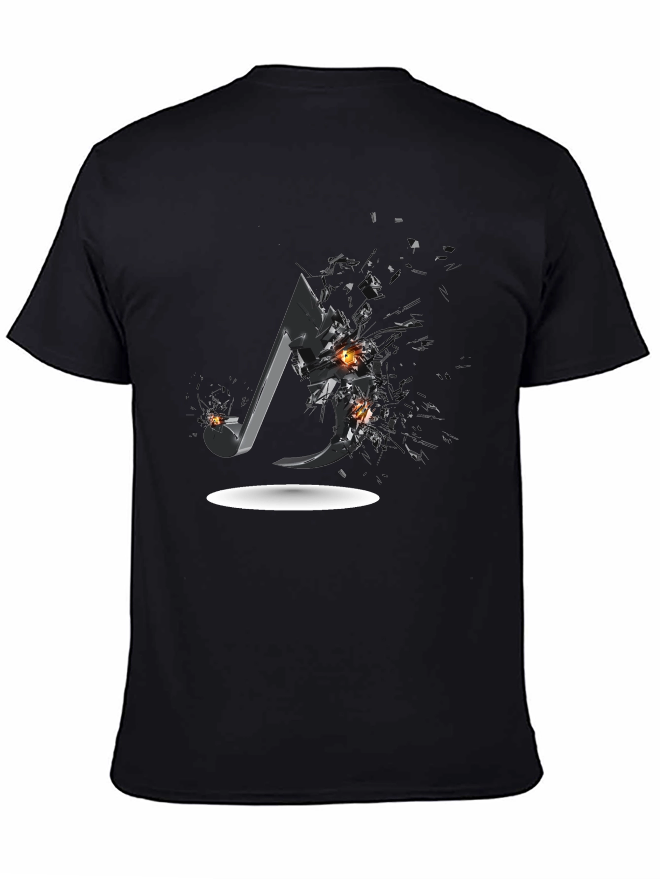 Shattered Music Note Graphic Tee - Black