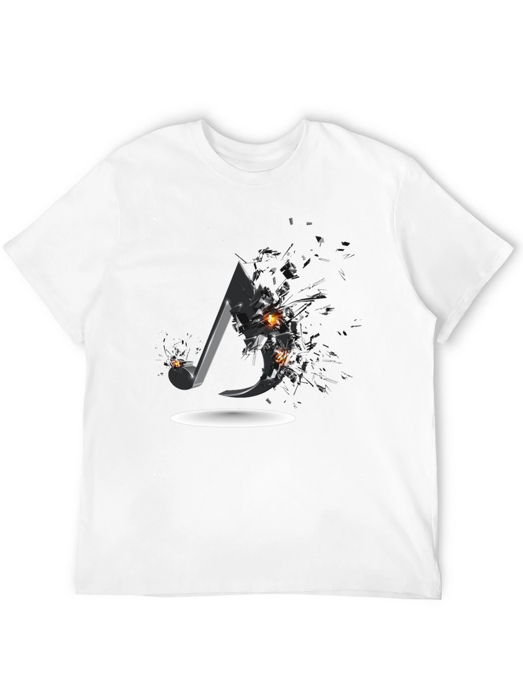 Shattered Music Note Graphic Tee - Black