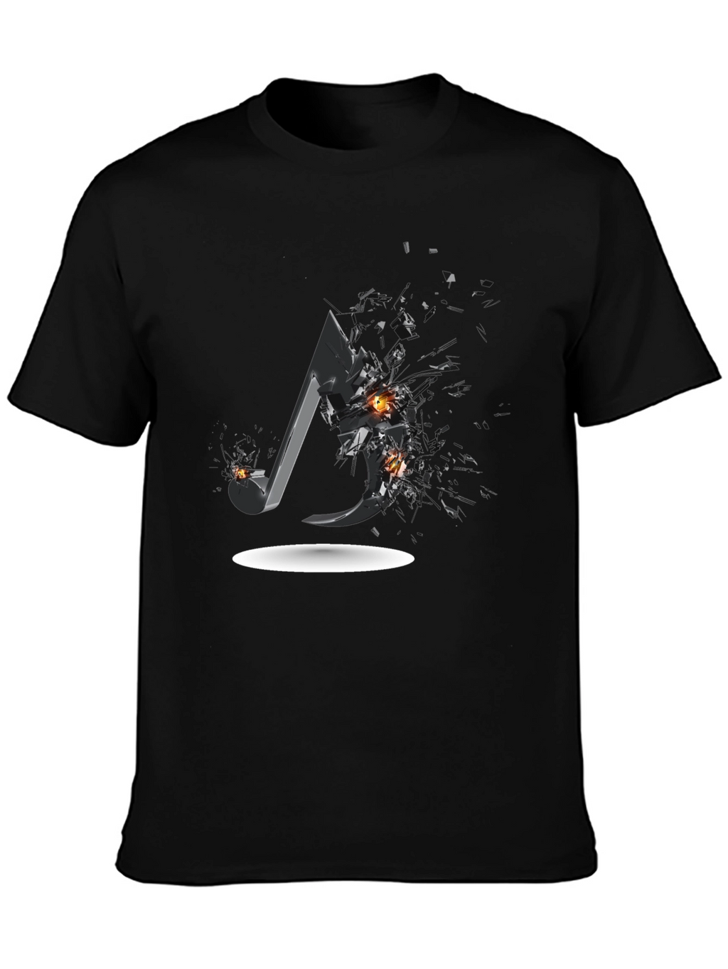 Shattered Music Note Graphic Tee - Black