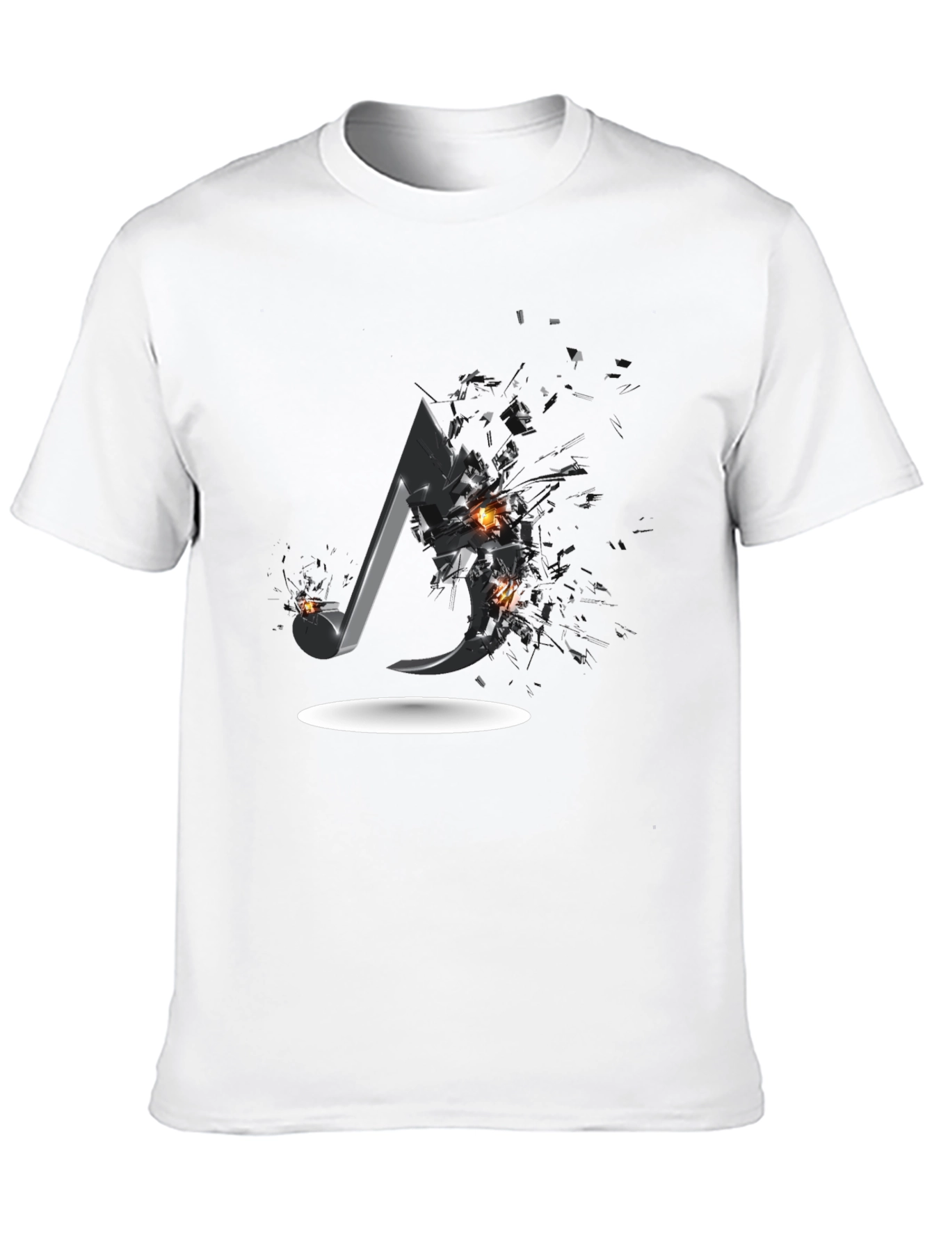 Shattered Music Note Graphic Tee - Black