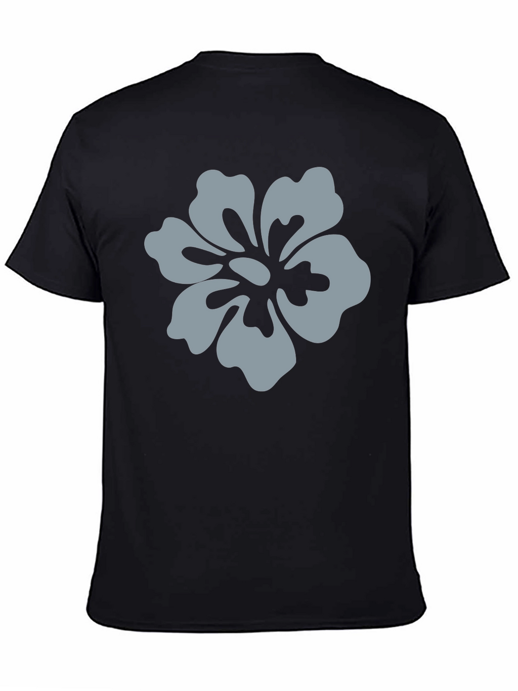 Mens Black T-Shirt with Grey Flower Graphic