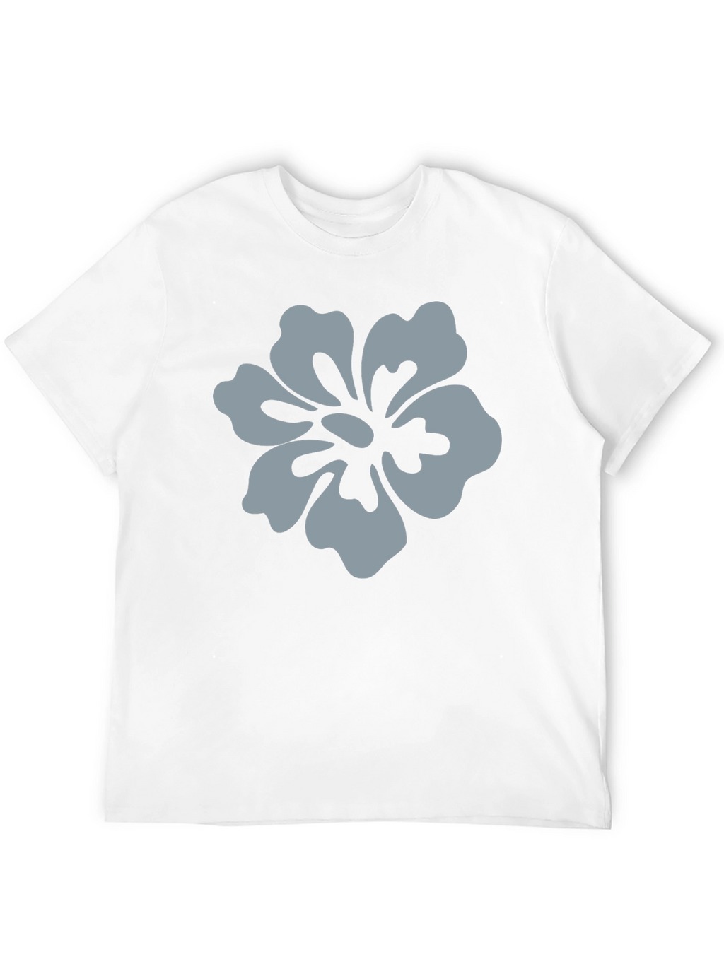 Mens Black T-Shirt with Grey Flower Graphic