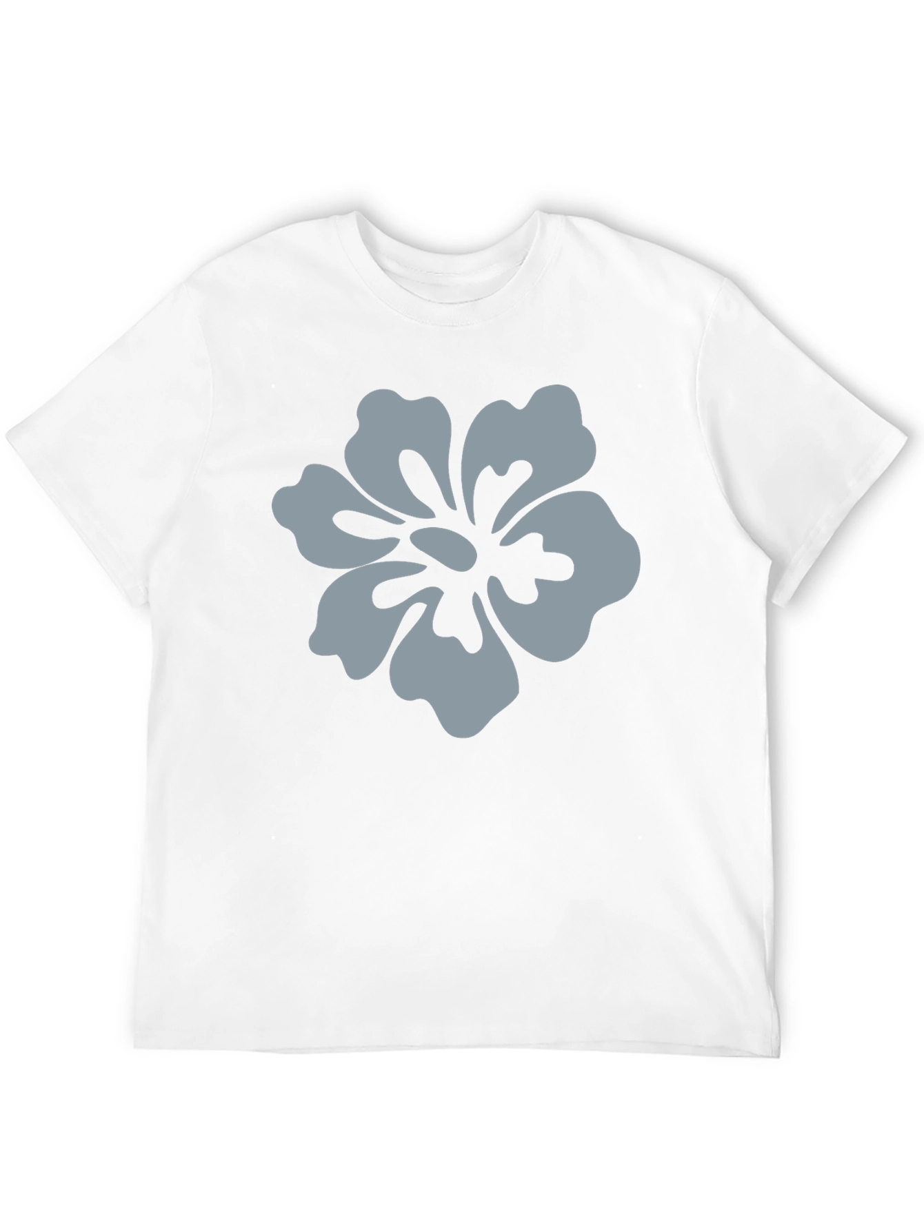 Mens Black T-Shirt with Grey Flower Graphic