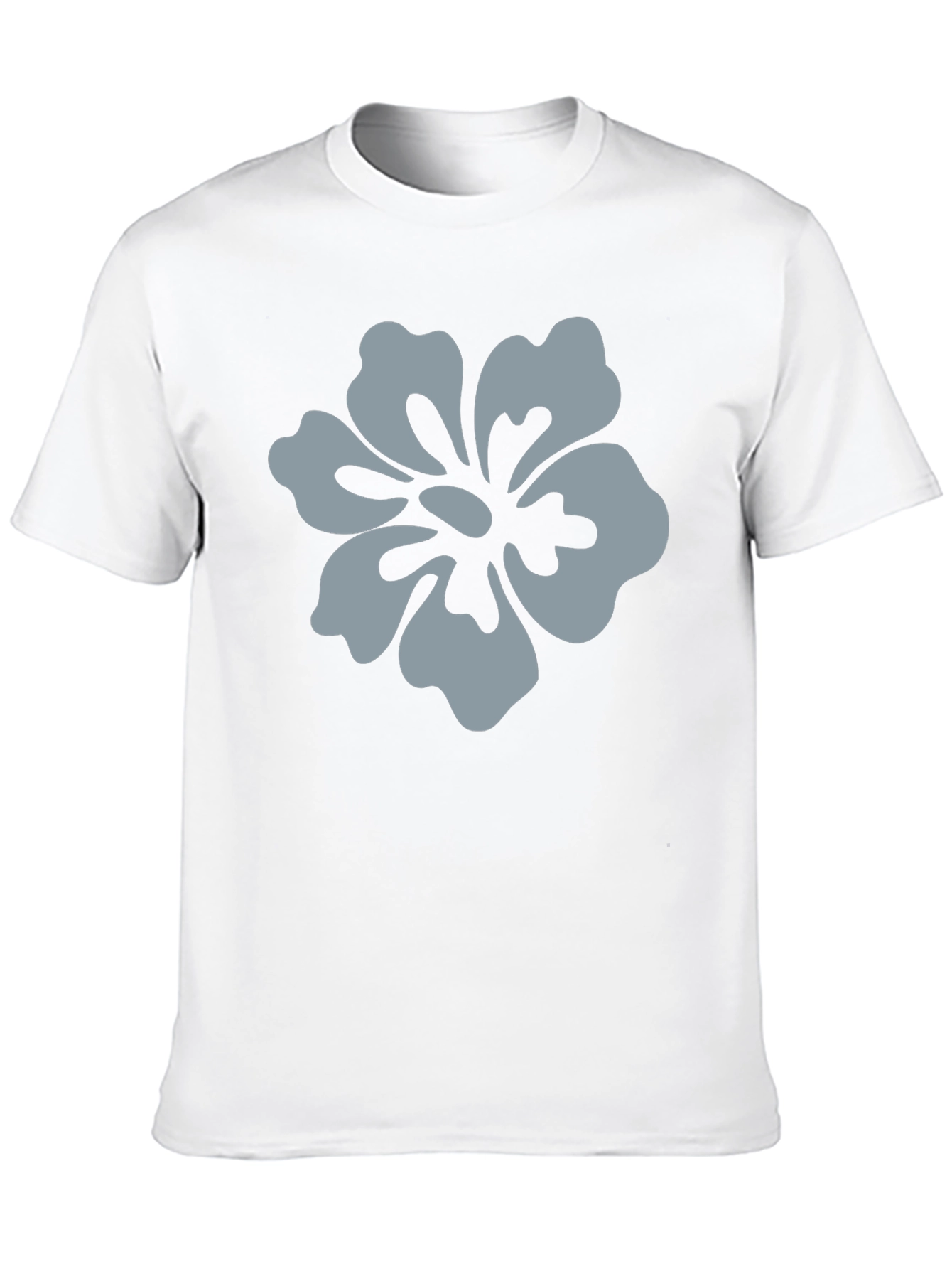 Mens Black T-Shirt with Grey Flower Graphic