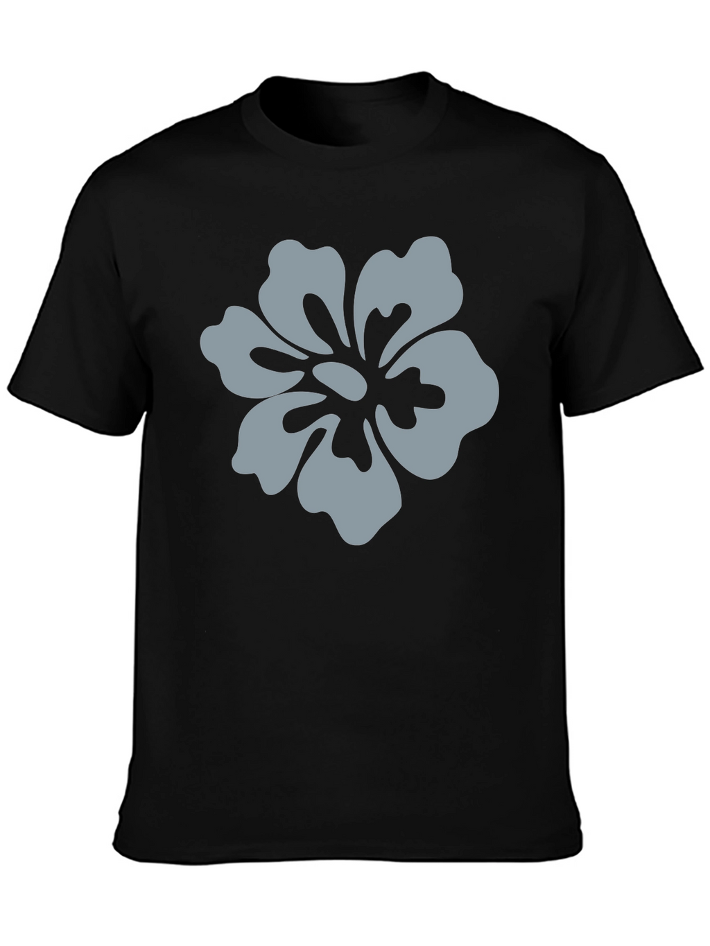 Mens Black T-Shirt with Grey Flower Graphic