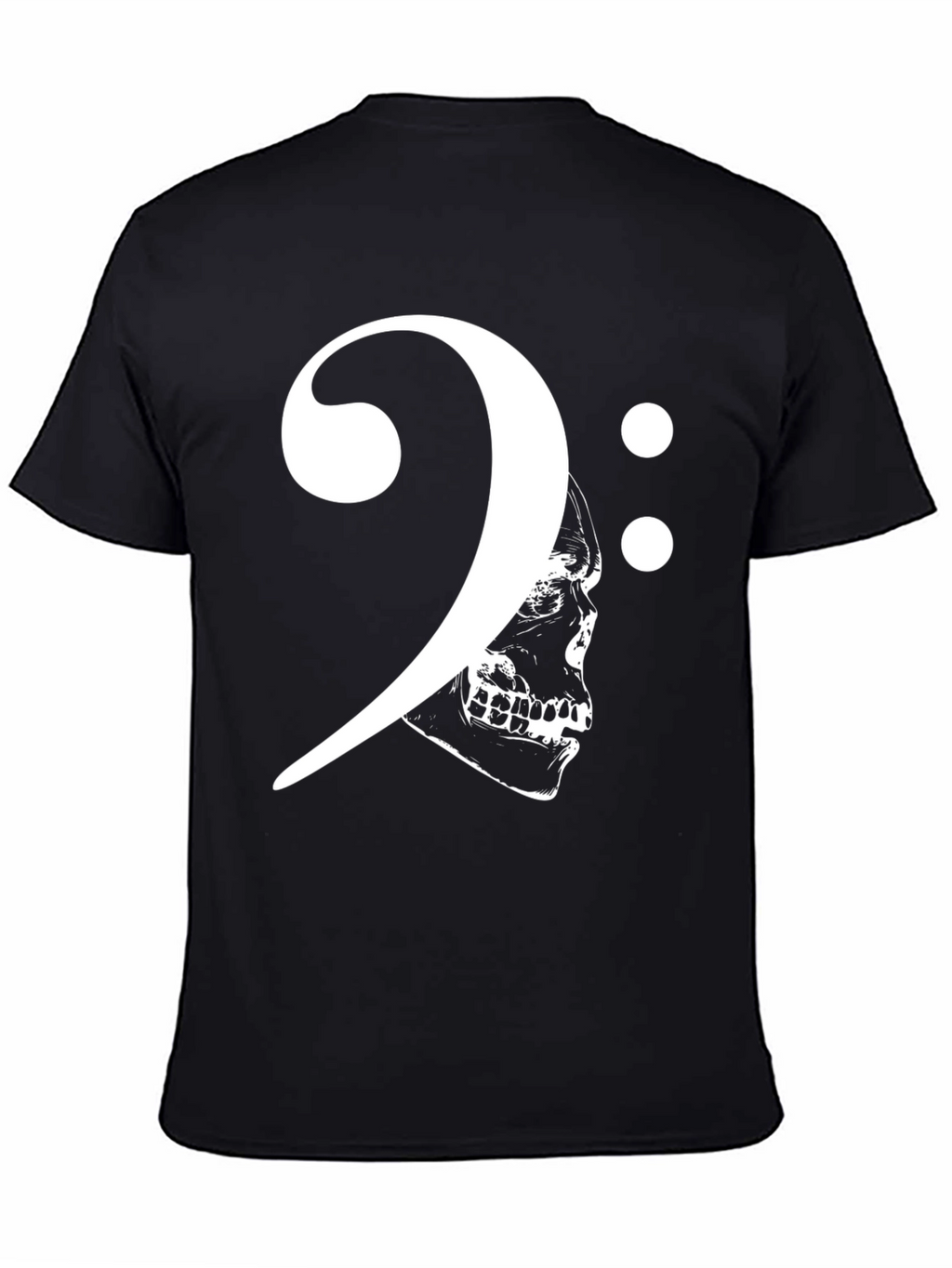 Skull Bass Clef Graphic Tee - Rock Musician Style