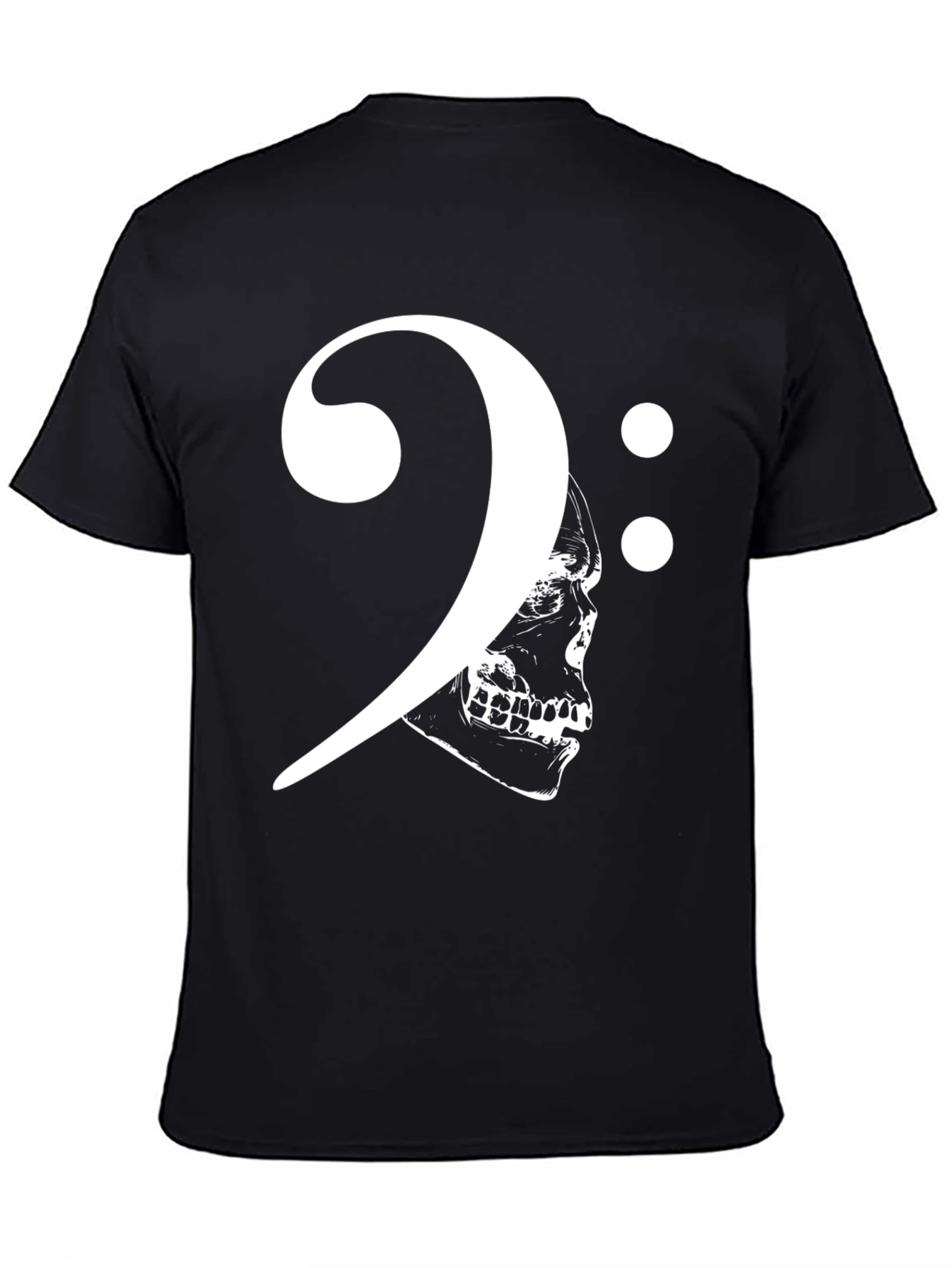Skull Bass Clef Graphic Tee - Rock Musician Style