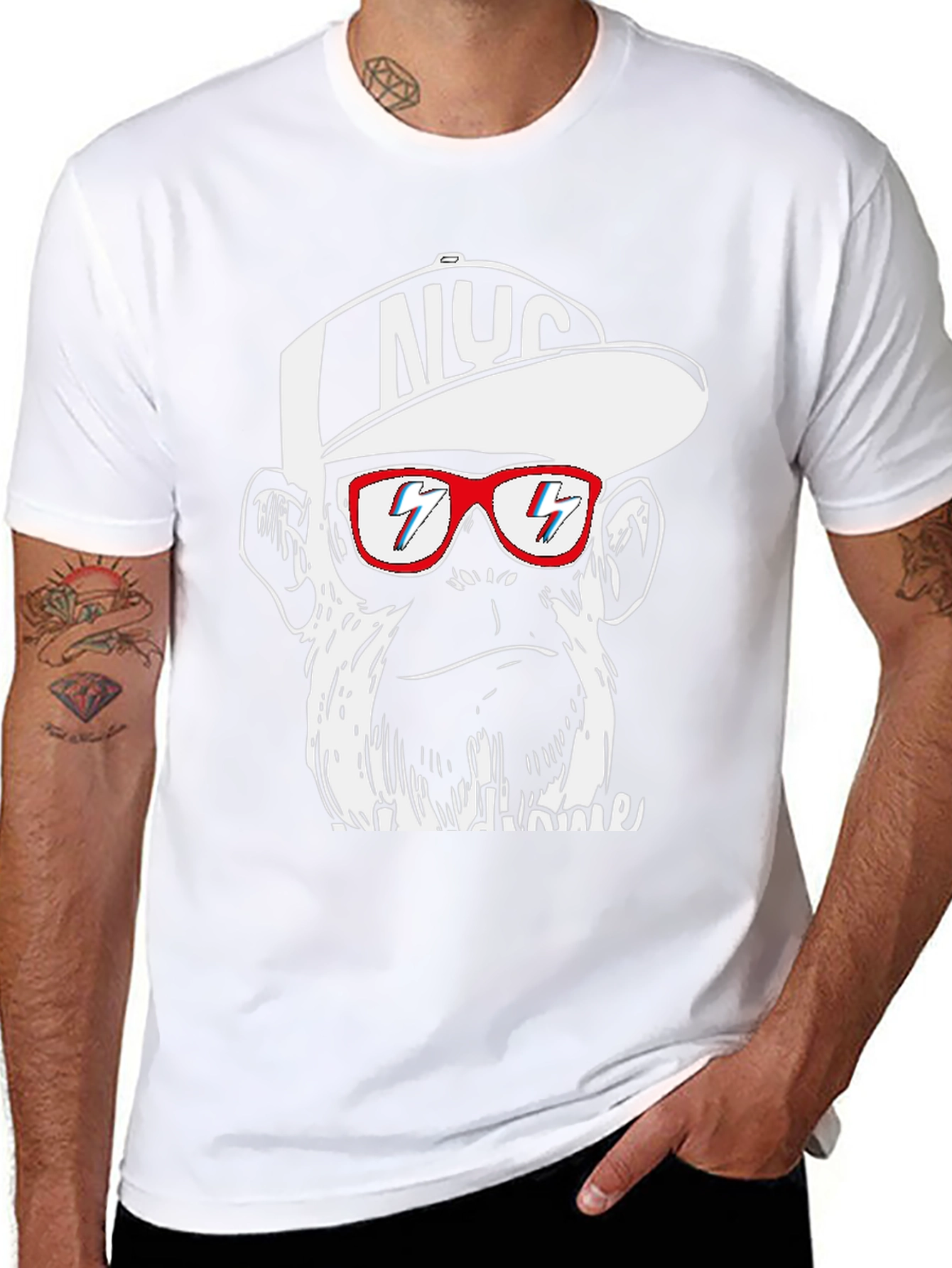 Cool Monkey Graphic Tee - Black Crewneck