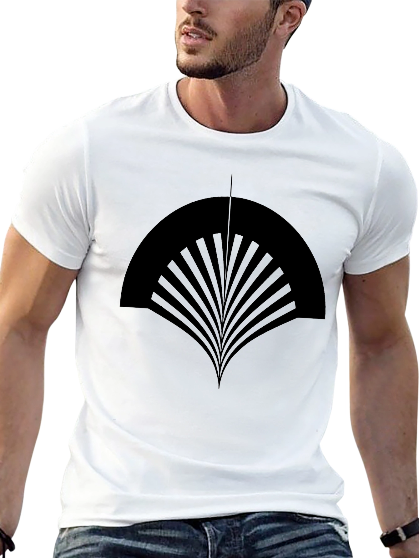 Abstract Fan Design Black T-Shirt