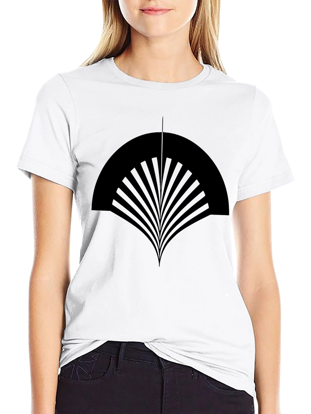 Abstract Fan Design Black T-Shirt
