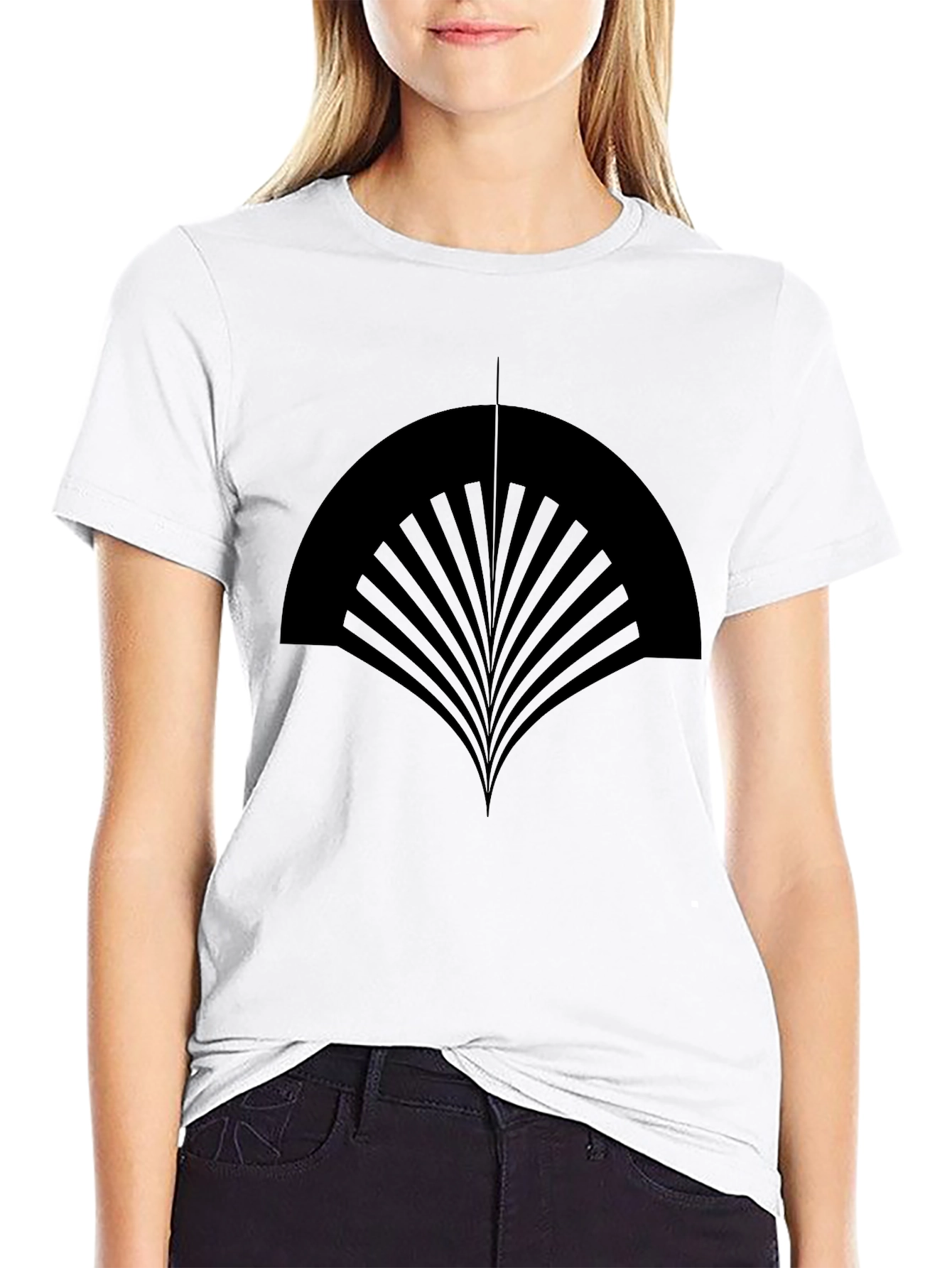 Abstract Fan Design Black T-Shirt