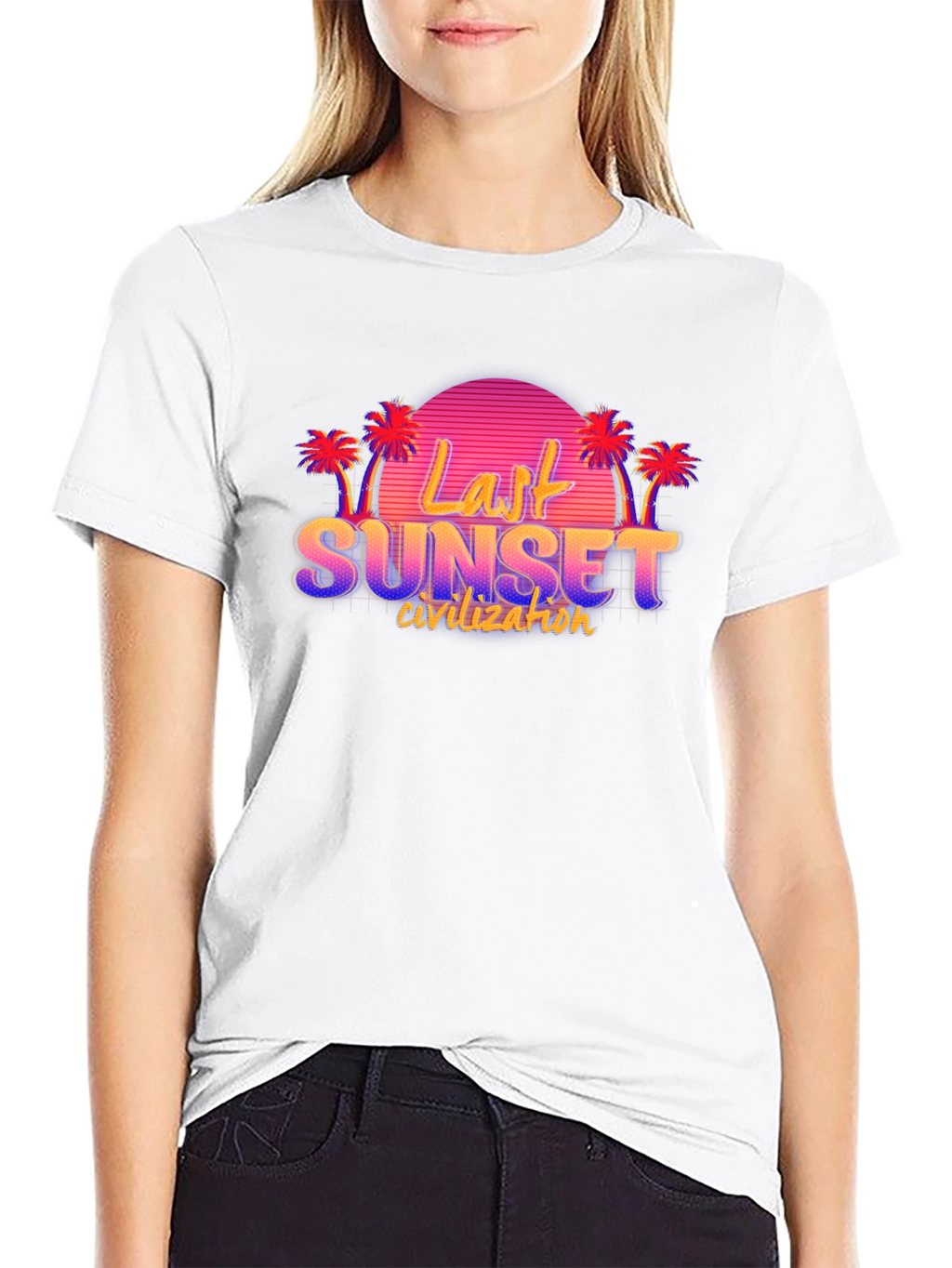 Last Sunset Civilization Retro Style Black T-Shirt