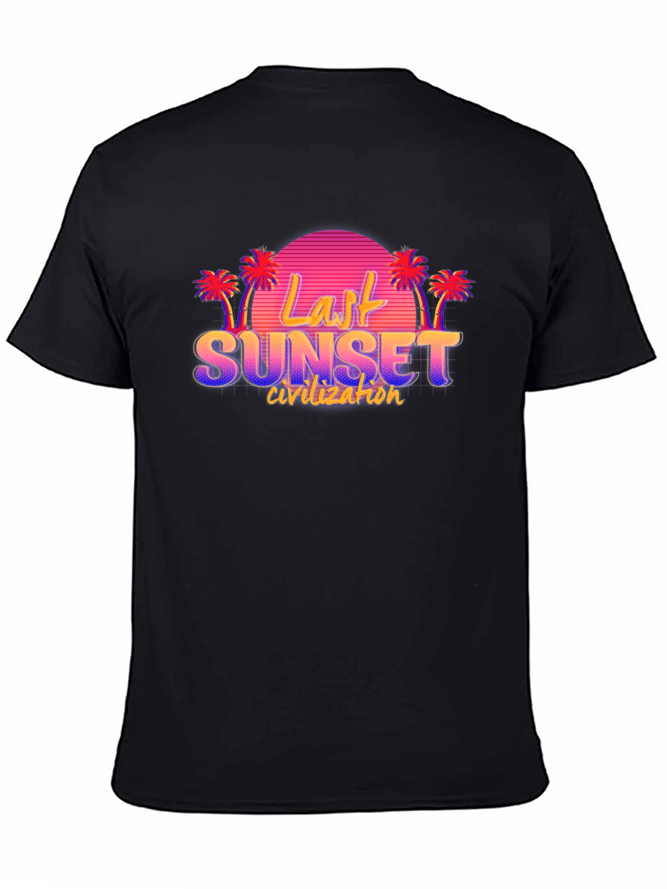 Last Sunset Civilization Retro Style Black T-Shirt