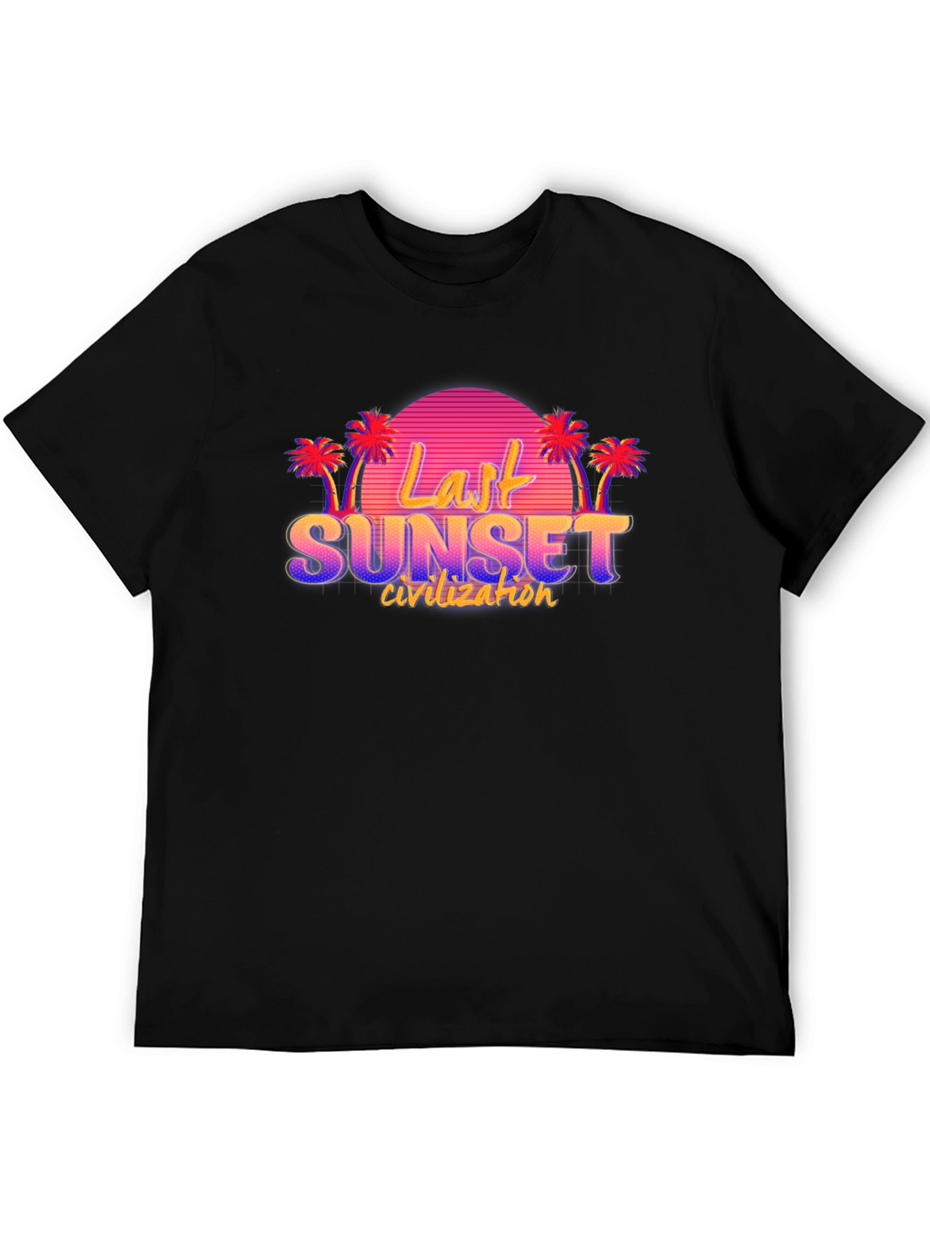 Last Sunset Civilization Retro Style Black T-Shirt