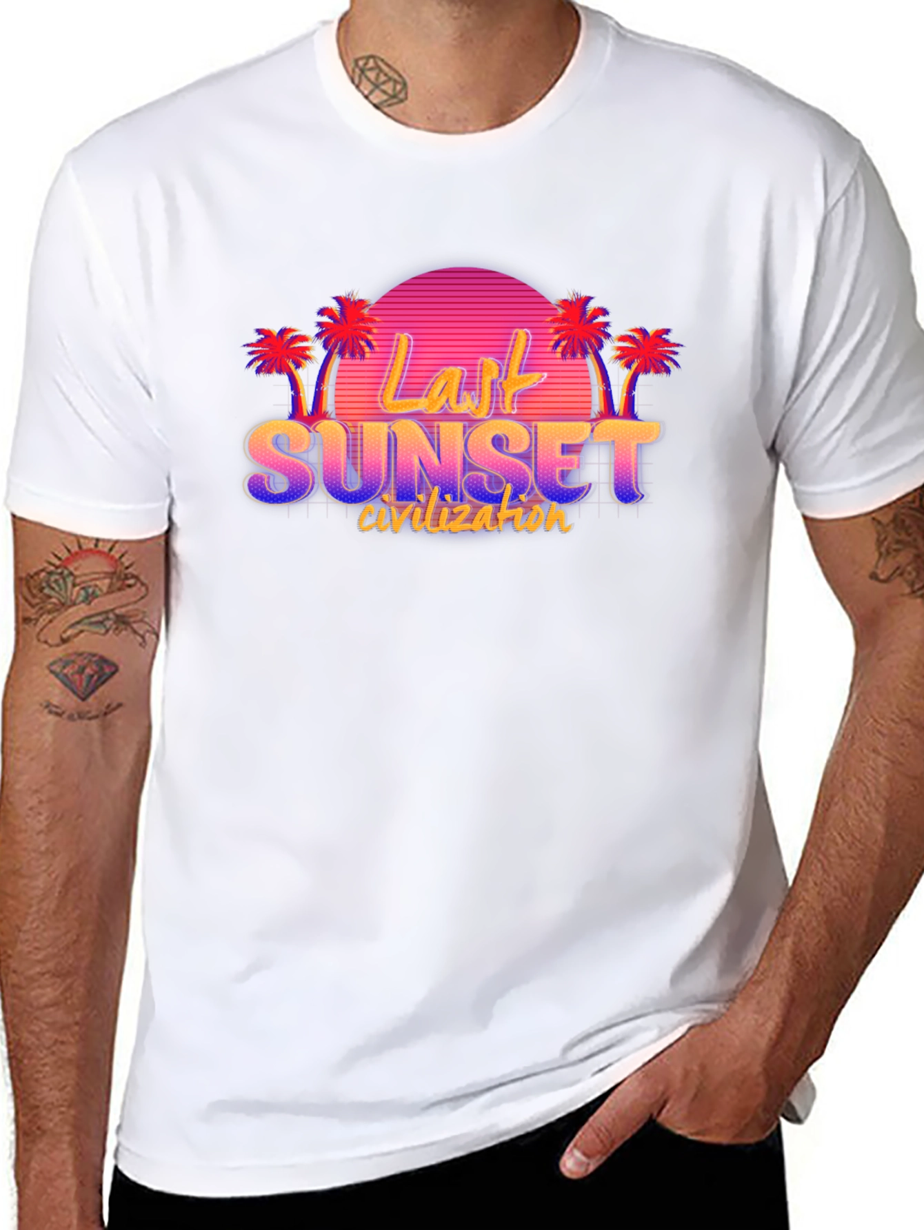 Last Sunset Civilization Retro Style Black T-Shirt