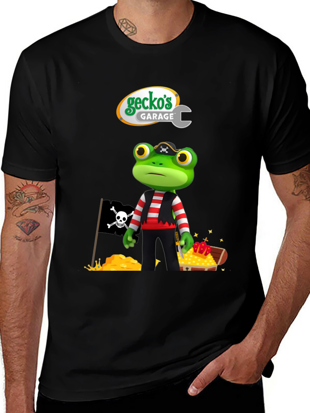 Geckos Garage Pirate Frog T-Shirt - Fun Cartoon Tee