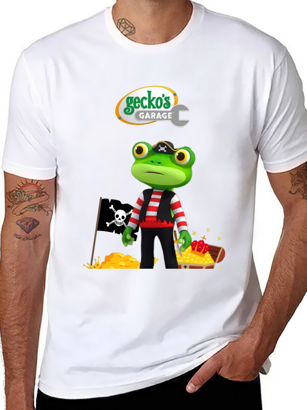 Geckos Garage Pirate Frog T-Shirt - Fun Cartoon Tee