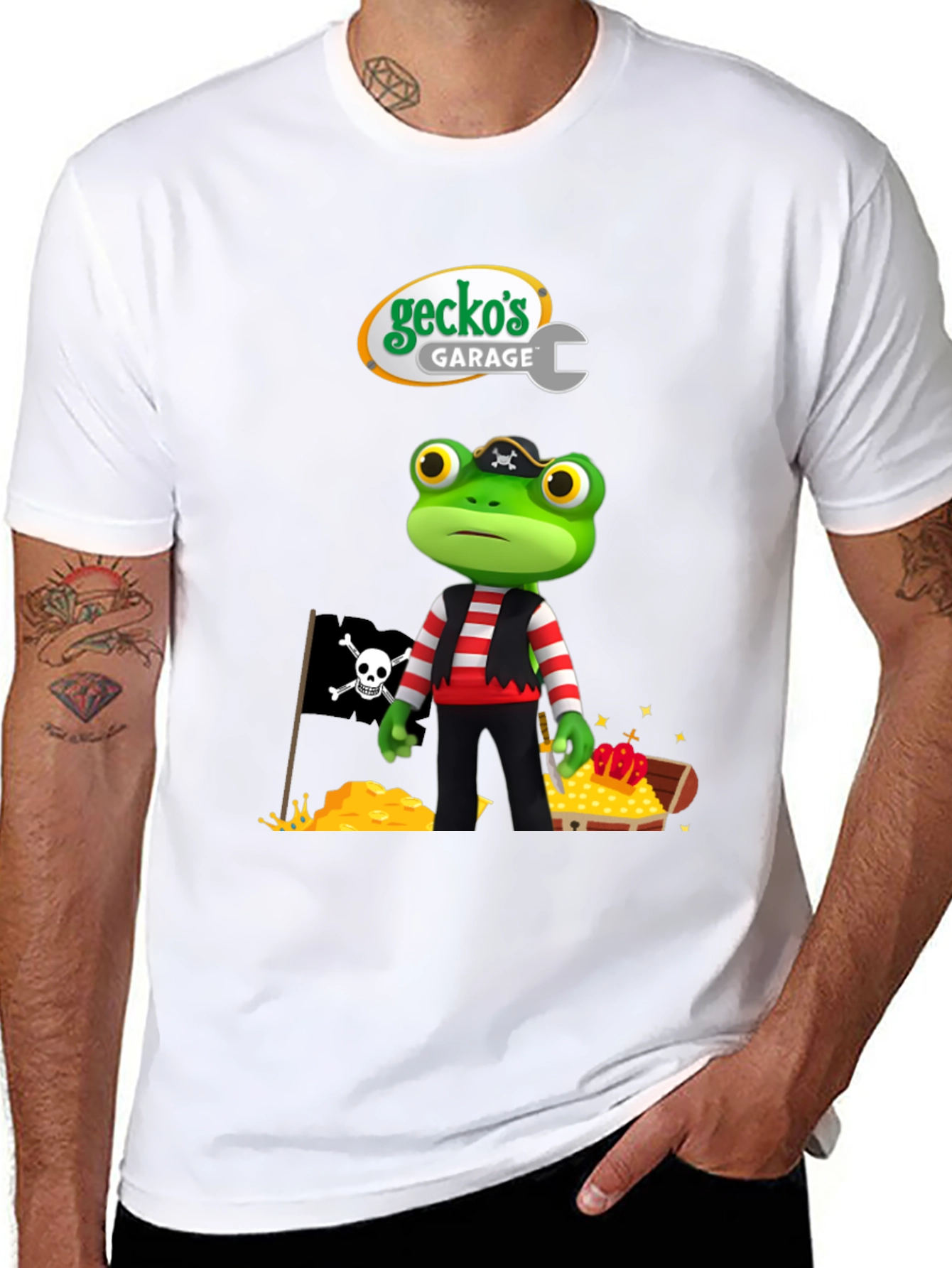Geckos Garage Pirate Frog T-Shirt - Fun Cartoon Tee