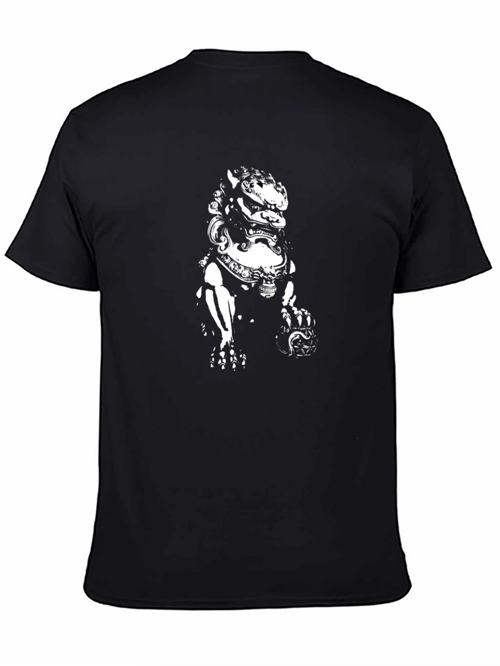 Black Graphic Tee - Chinese Lion Design