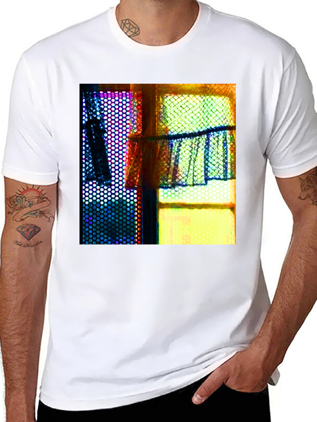 Abstract Window Graphic Tee - Artistic Print Shirt