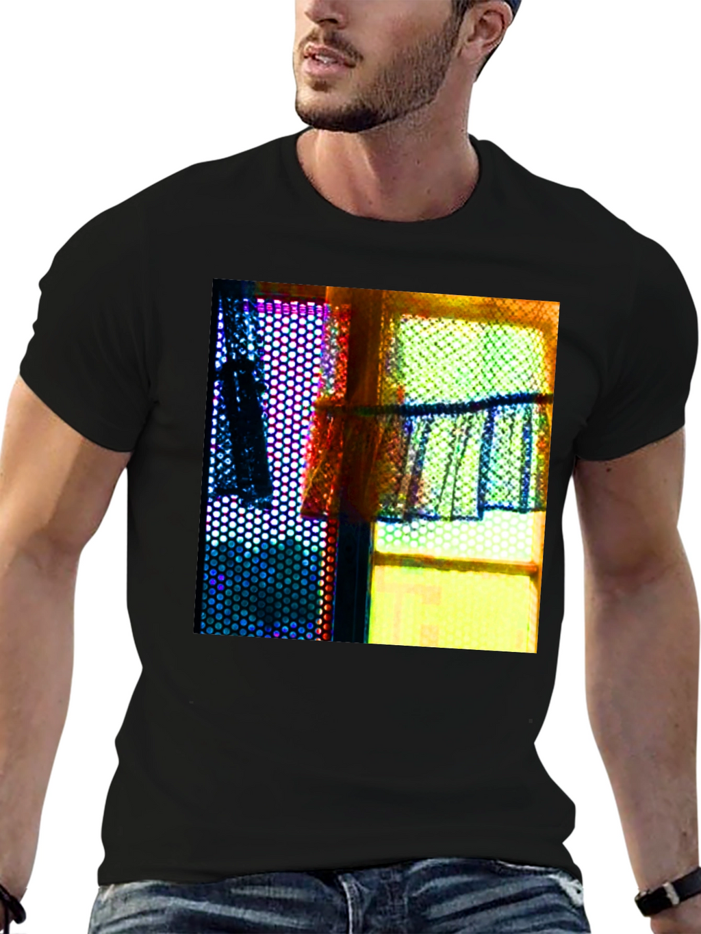 Abstract Window Graphic Tee - Artistic Print Shirt