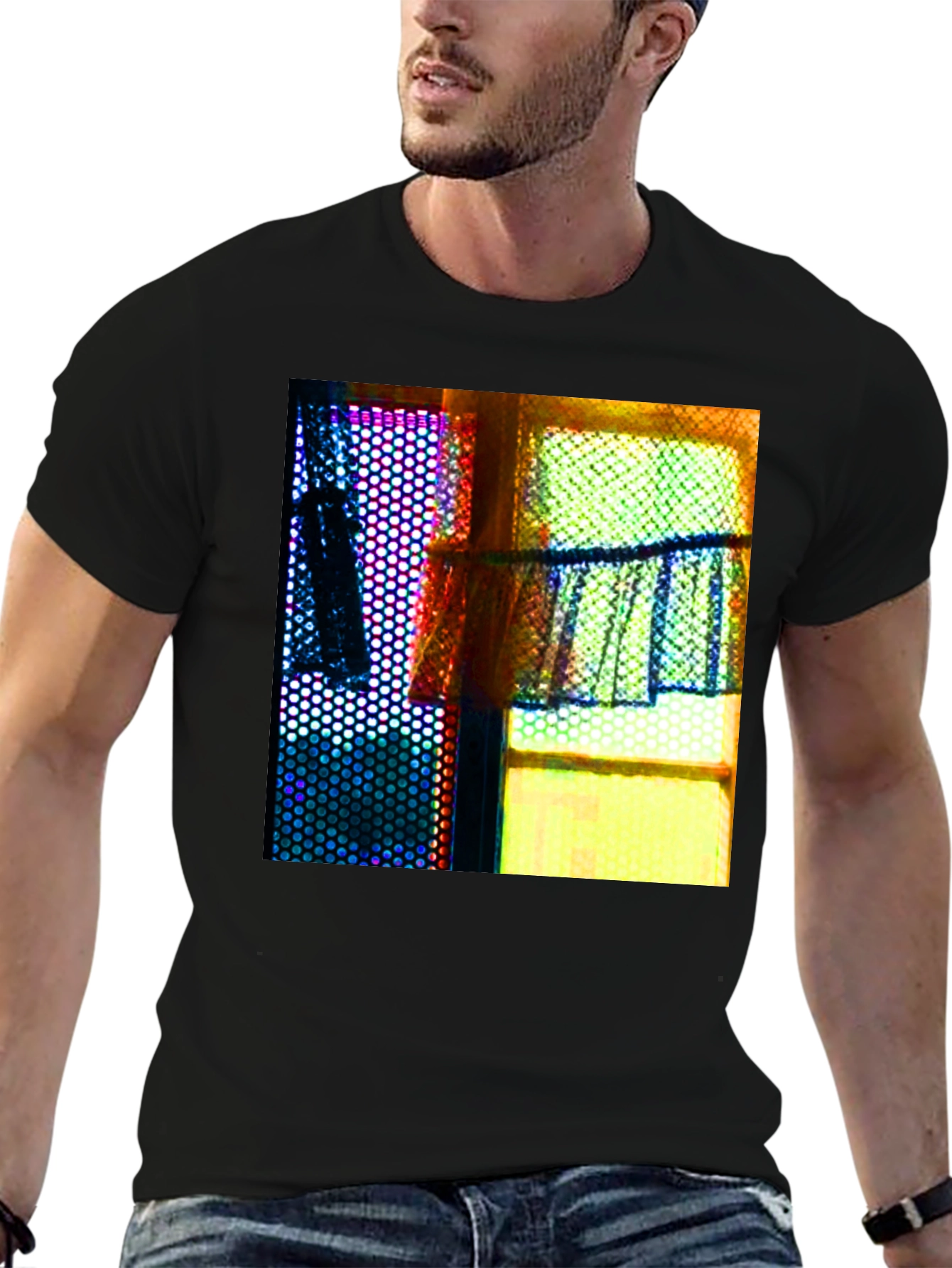 Abstract Window Graphic Tee - Artistic Print Shirt