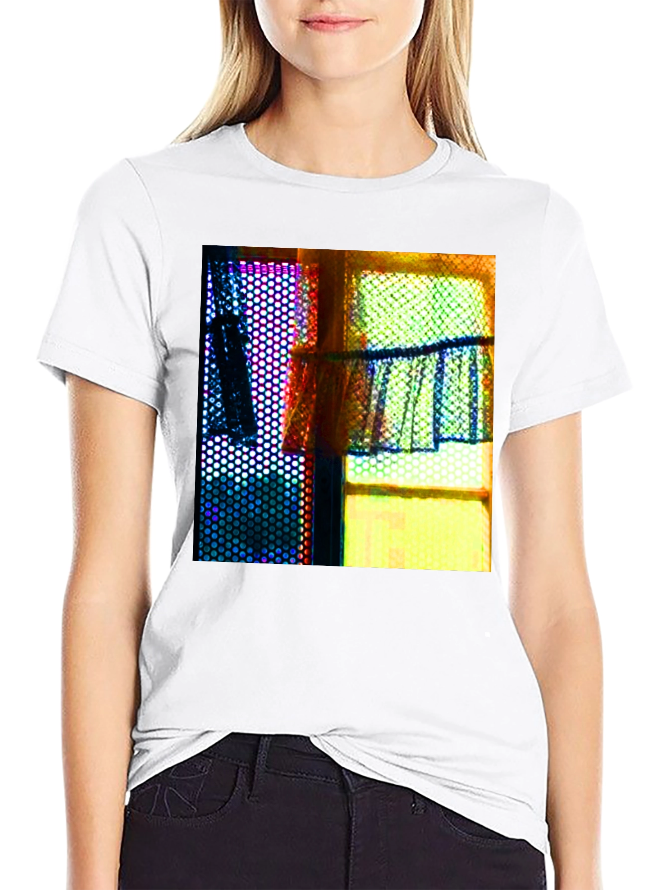 Abstract Window Graphic Tee - Artistic Print Shirt