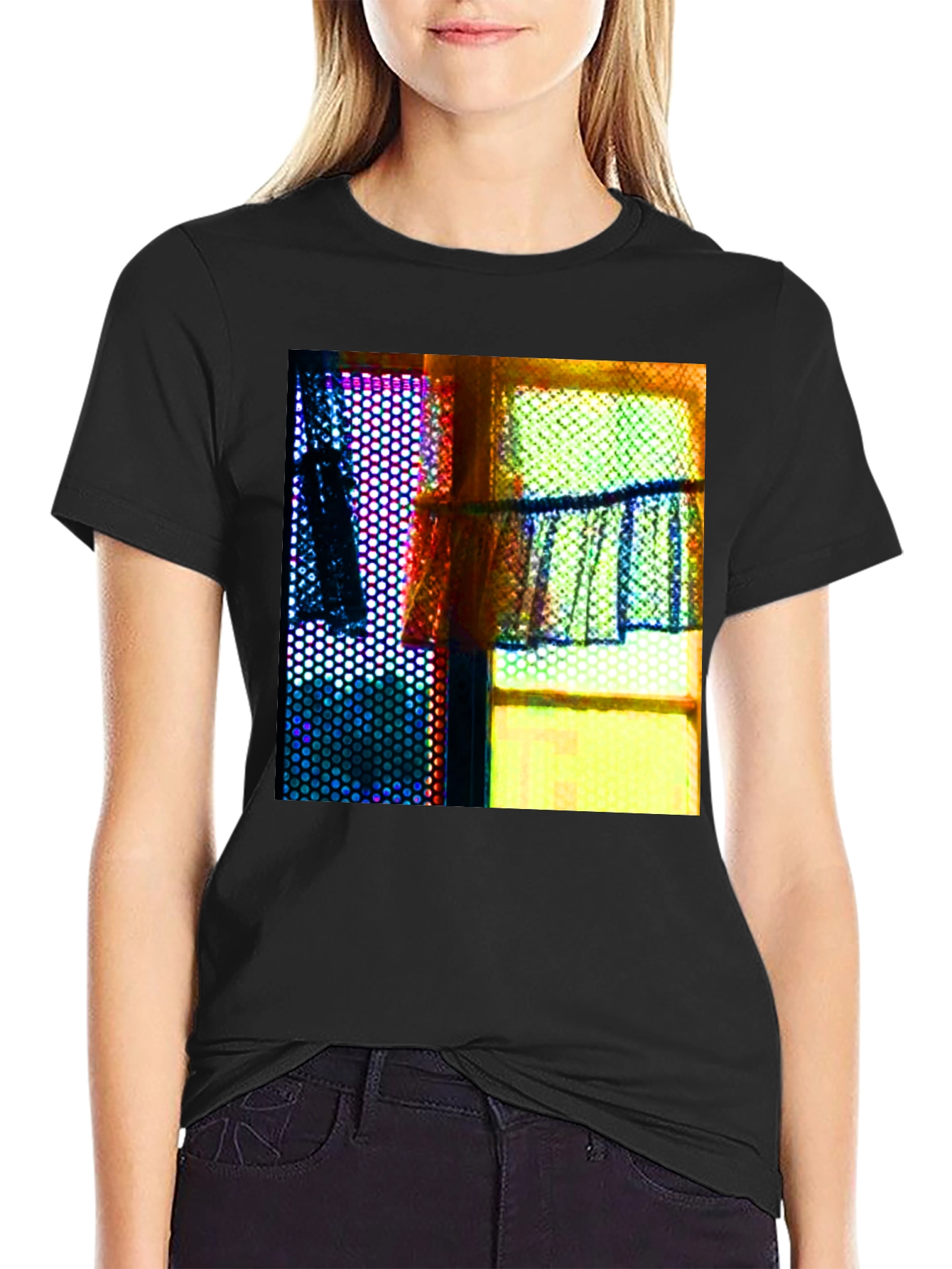 Abstract Window Graphic Tee - Artistic Print Shirt