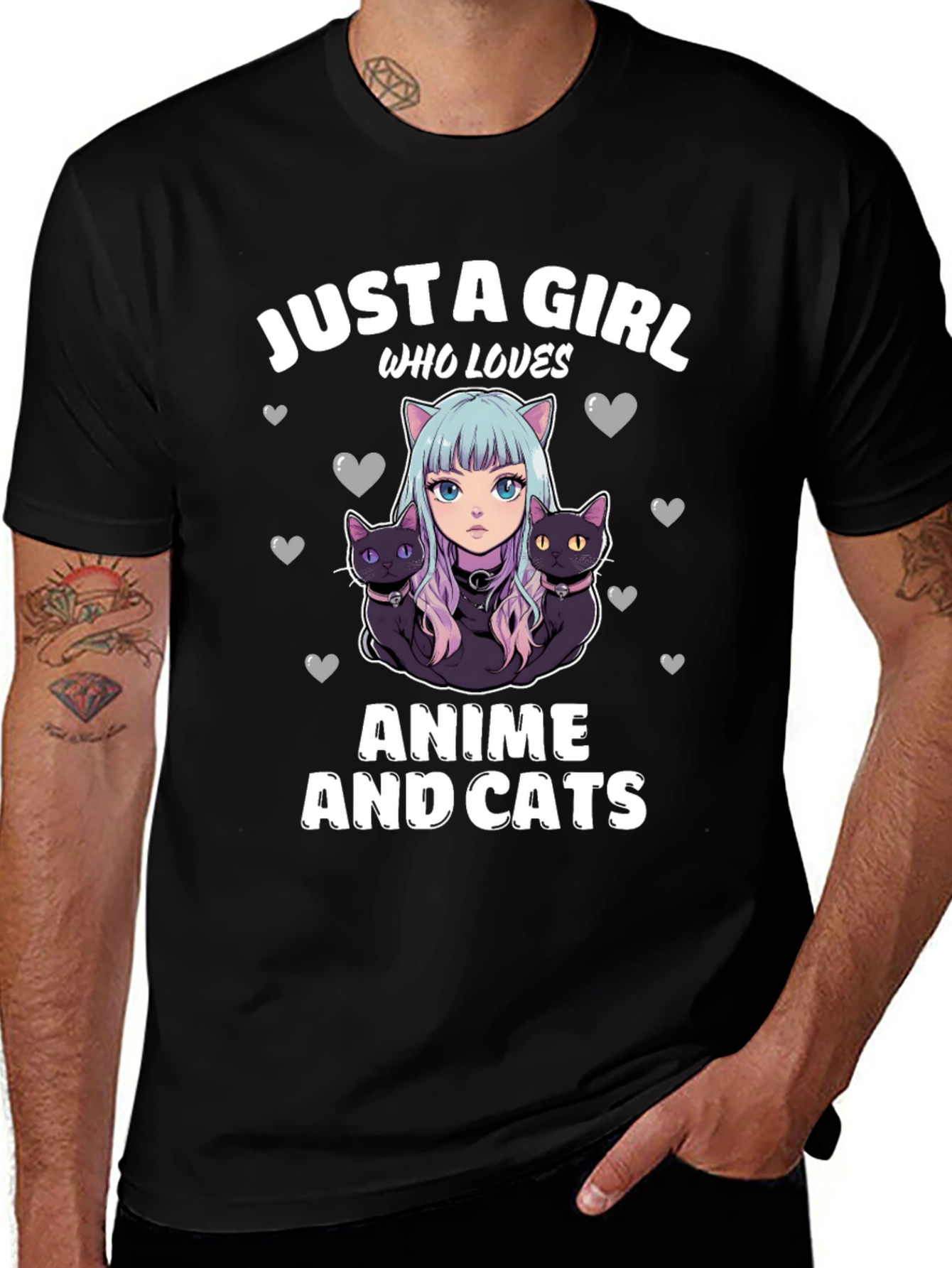Anime and Cats T-Shirt: Just a Girl Who Loves
