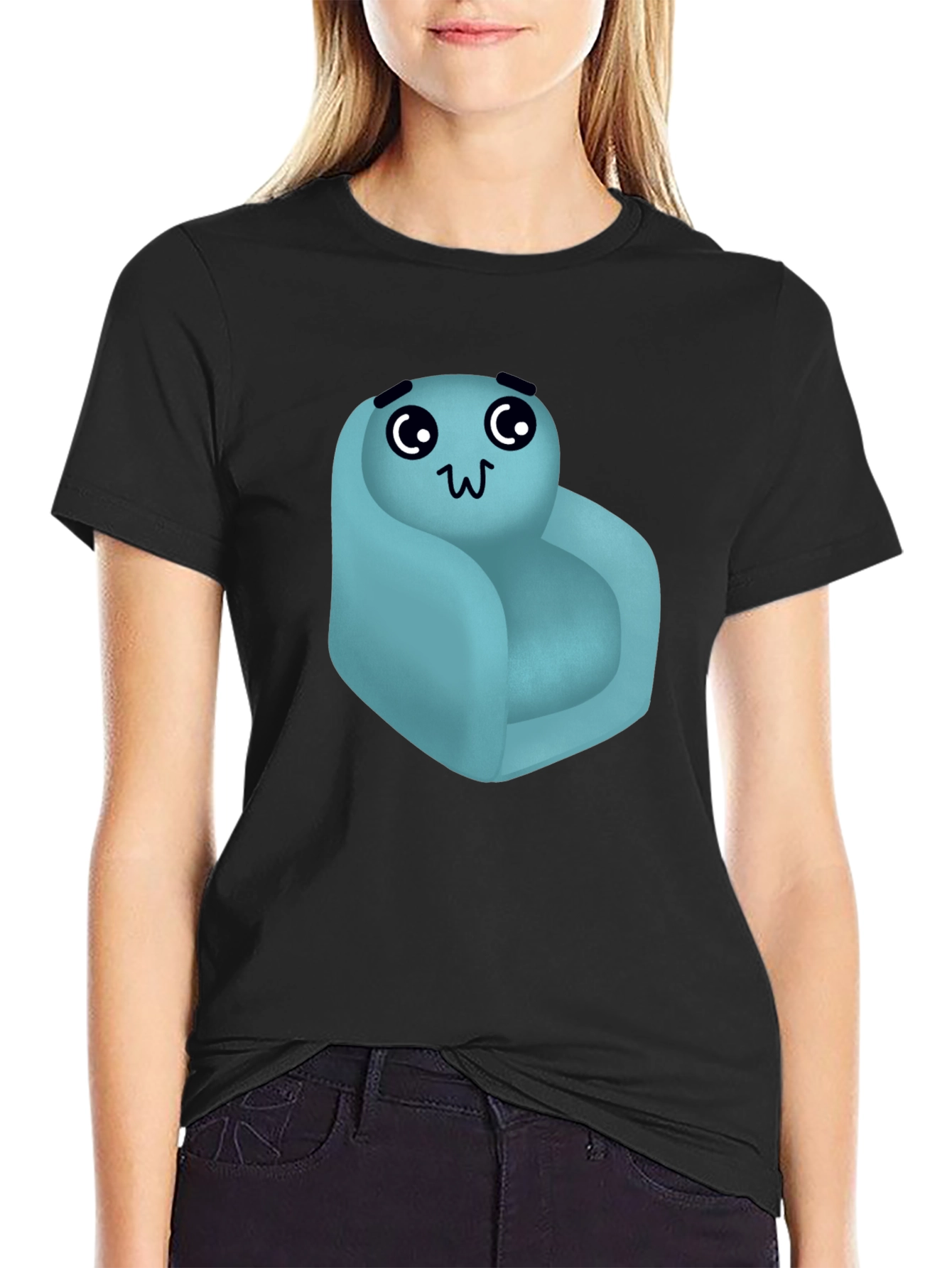 Cute Couch Character Black T-Shirt