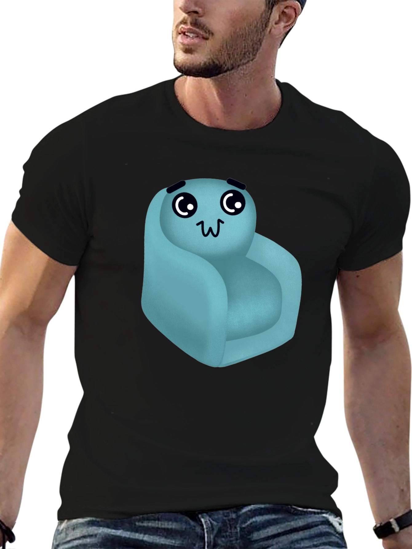 Cute Couch Character Black T-Shirt