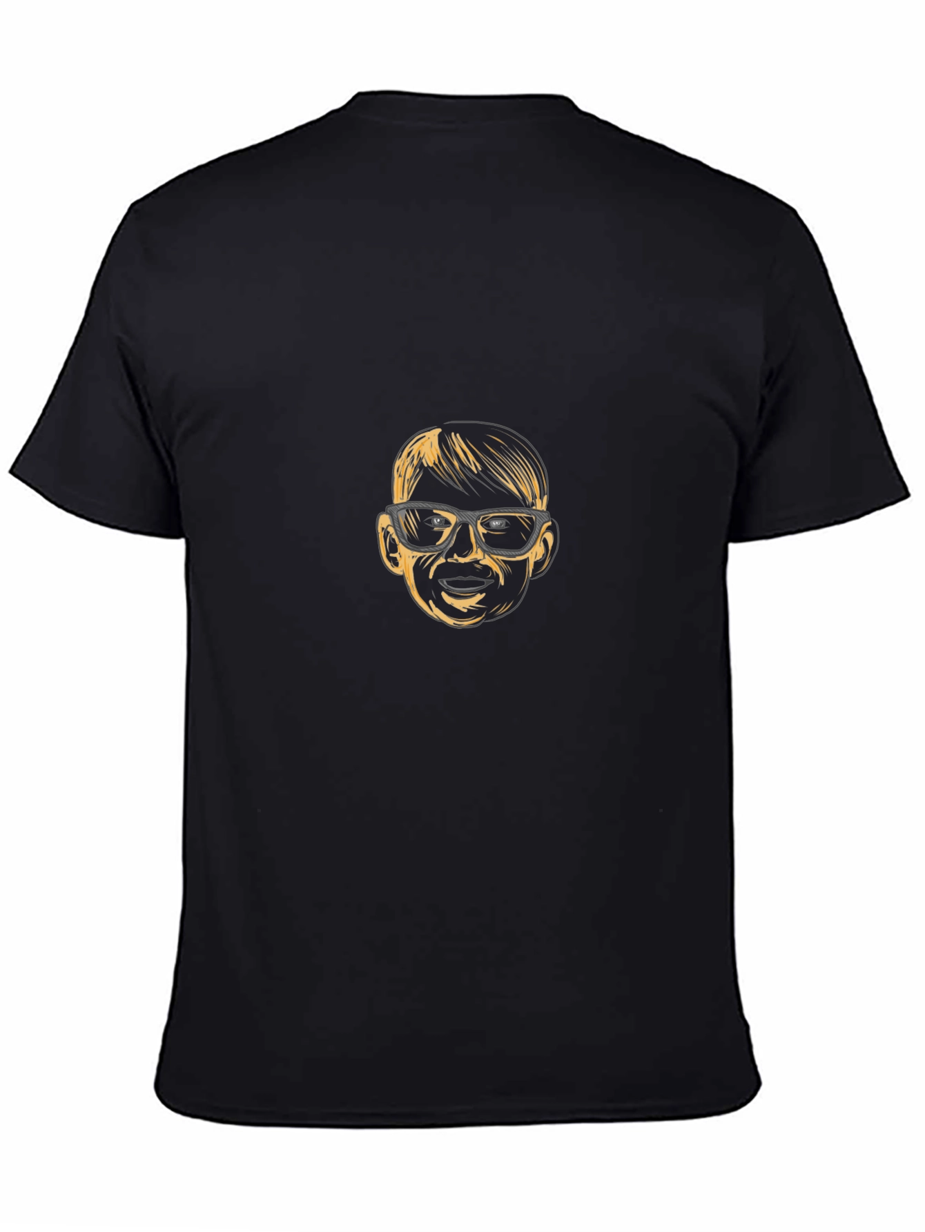 Funny Kid Face Graphic Black T-Shirt