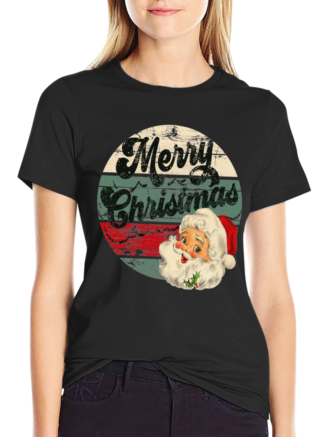 Vintage Merry Christmas Santa Graphic Tee