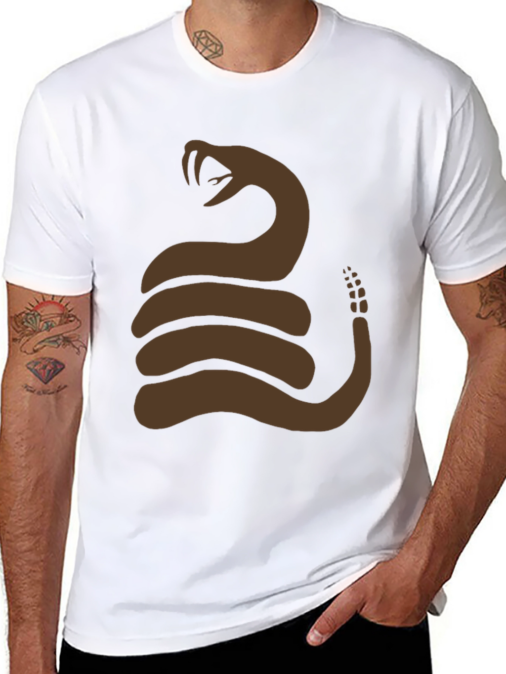 Brown Snake Graphic Black T-Shirt