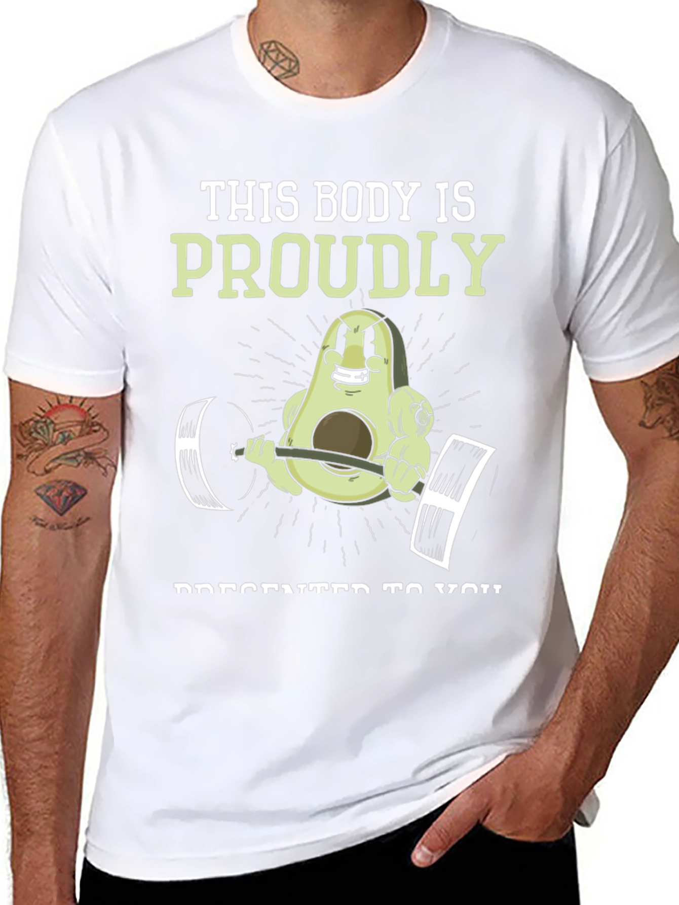 Funny Avocado Gym T-Shirt: This Body is Proudly
