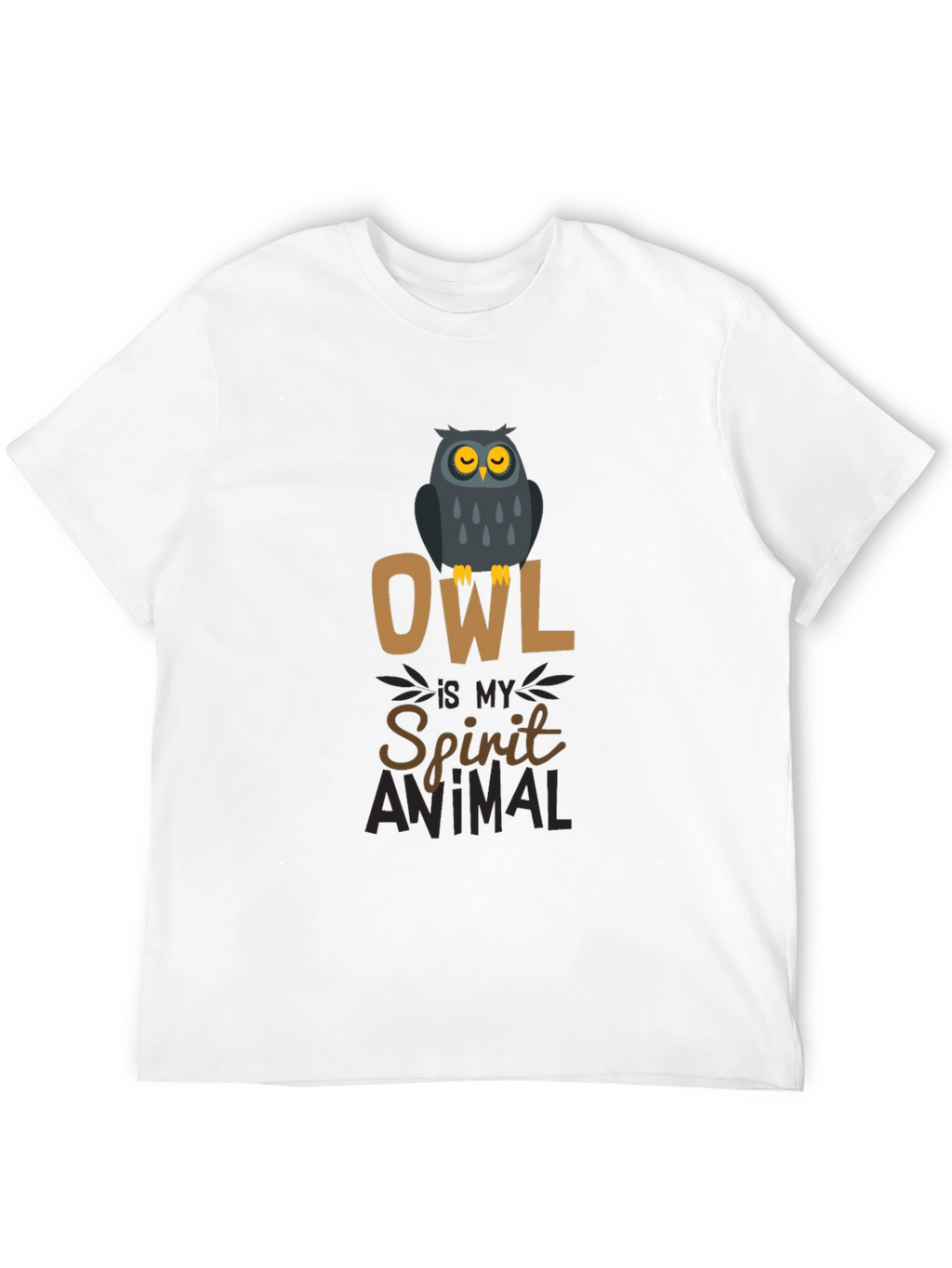 Owl Spirit Animal Black Cotton Graphic T-Shirt