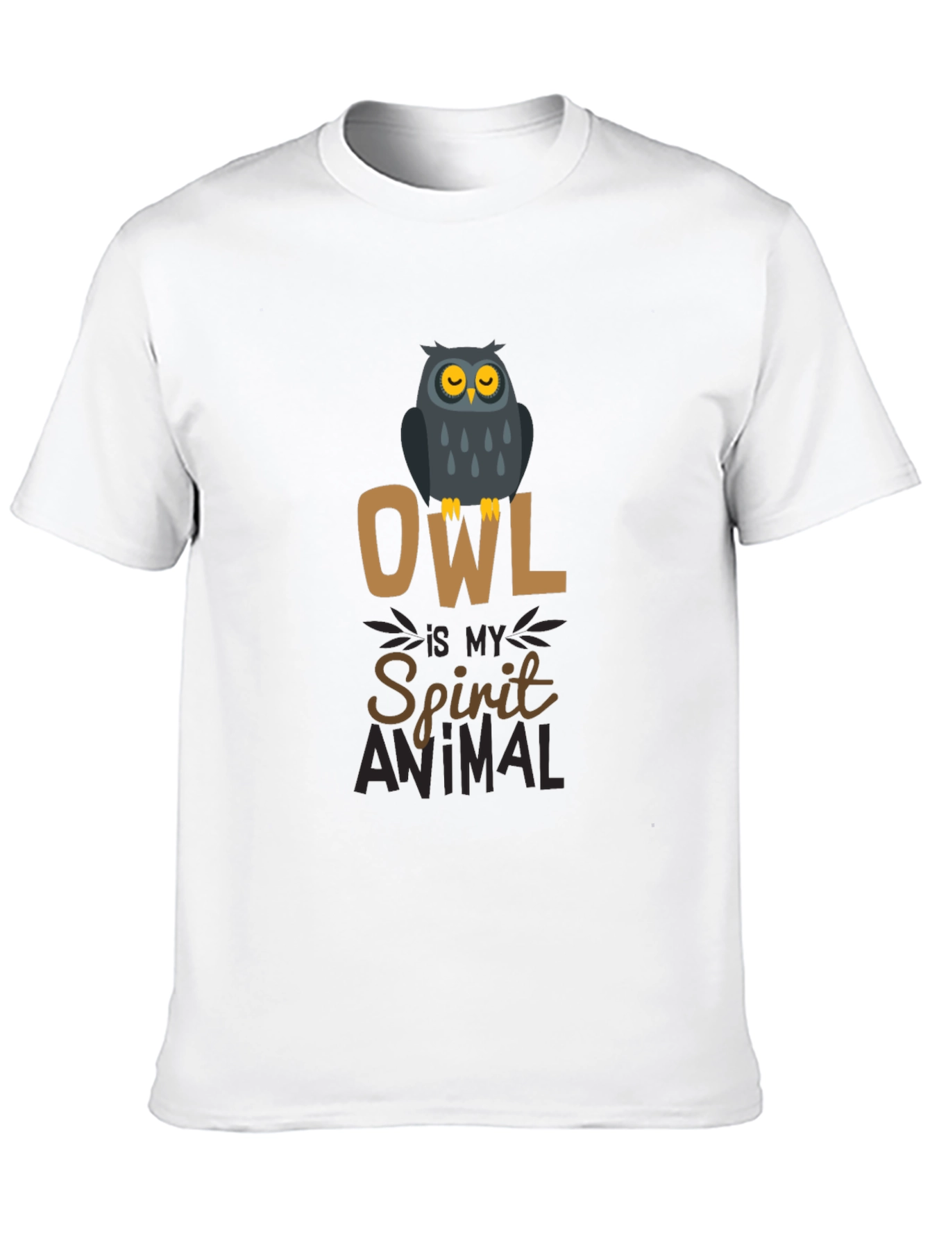 Owl Spirit Animal Black Cotton Graphic T-Shirt