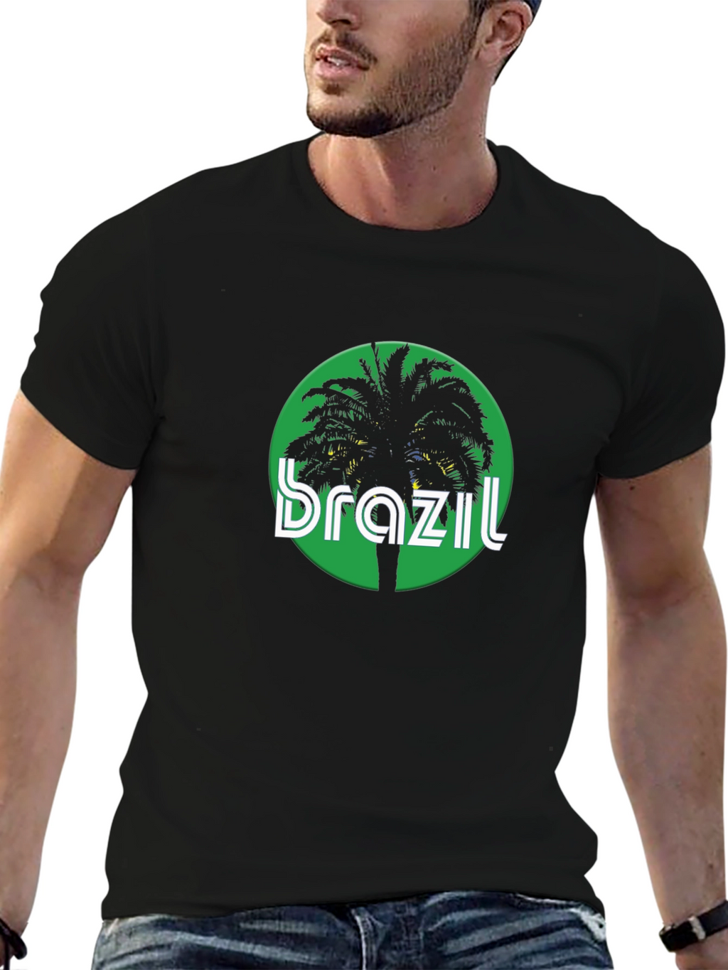 Brazil Palm Tree Graphic Tee - Black