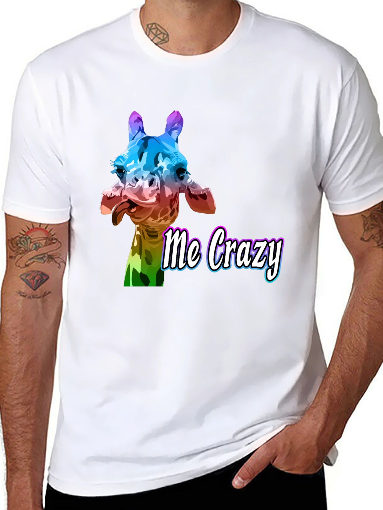 Crazy Giraffe Graphic Tee - Unisex Black T-Shirt