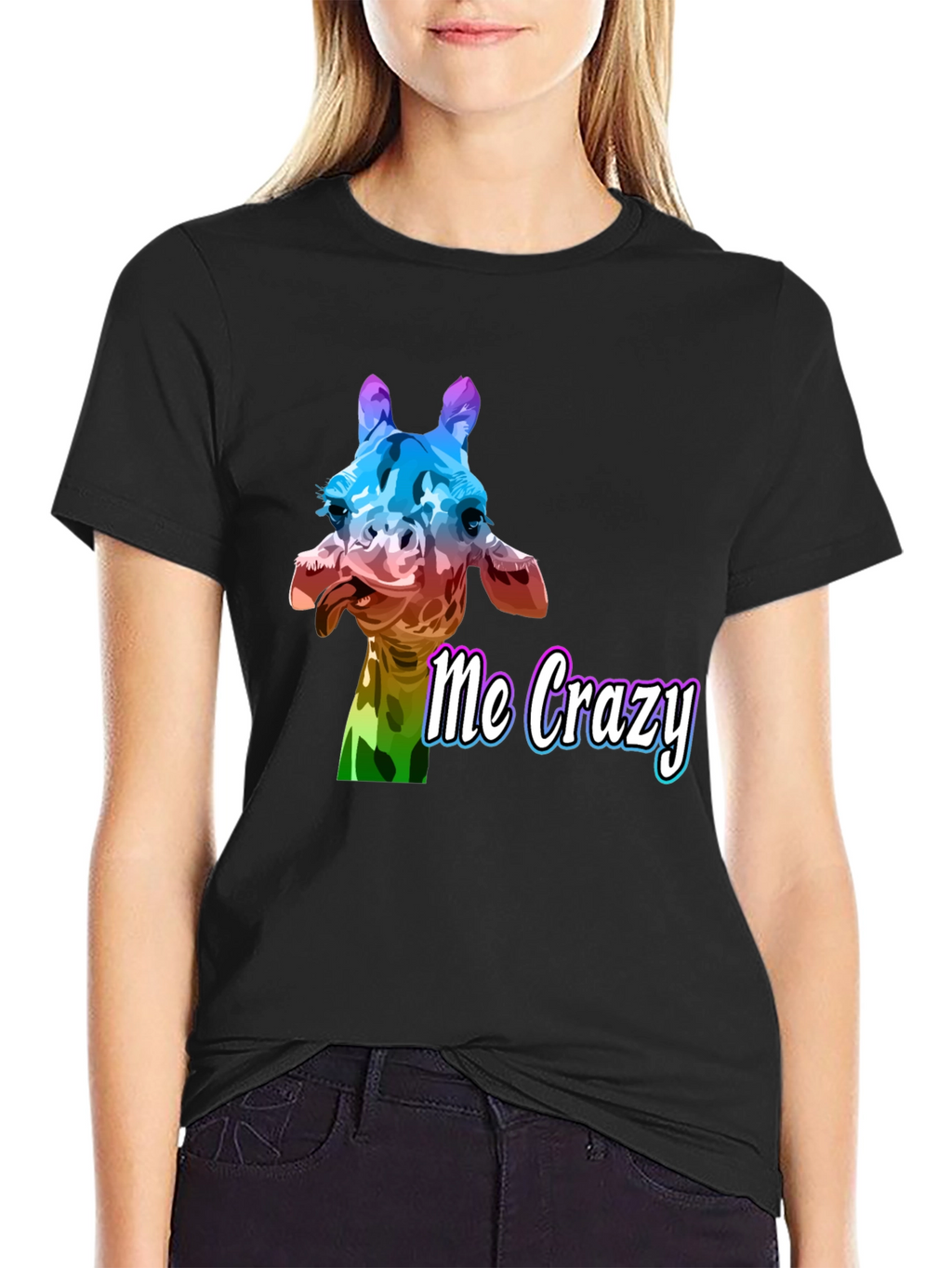 Crazy Giraffe Graphic Tee - Unisex Black T-Shirt