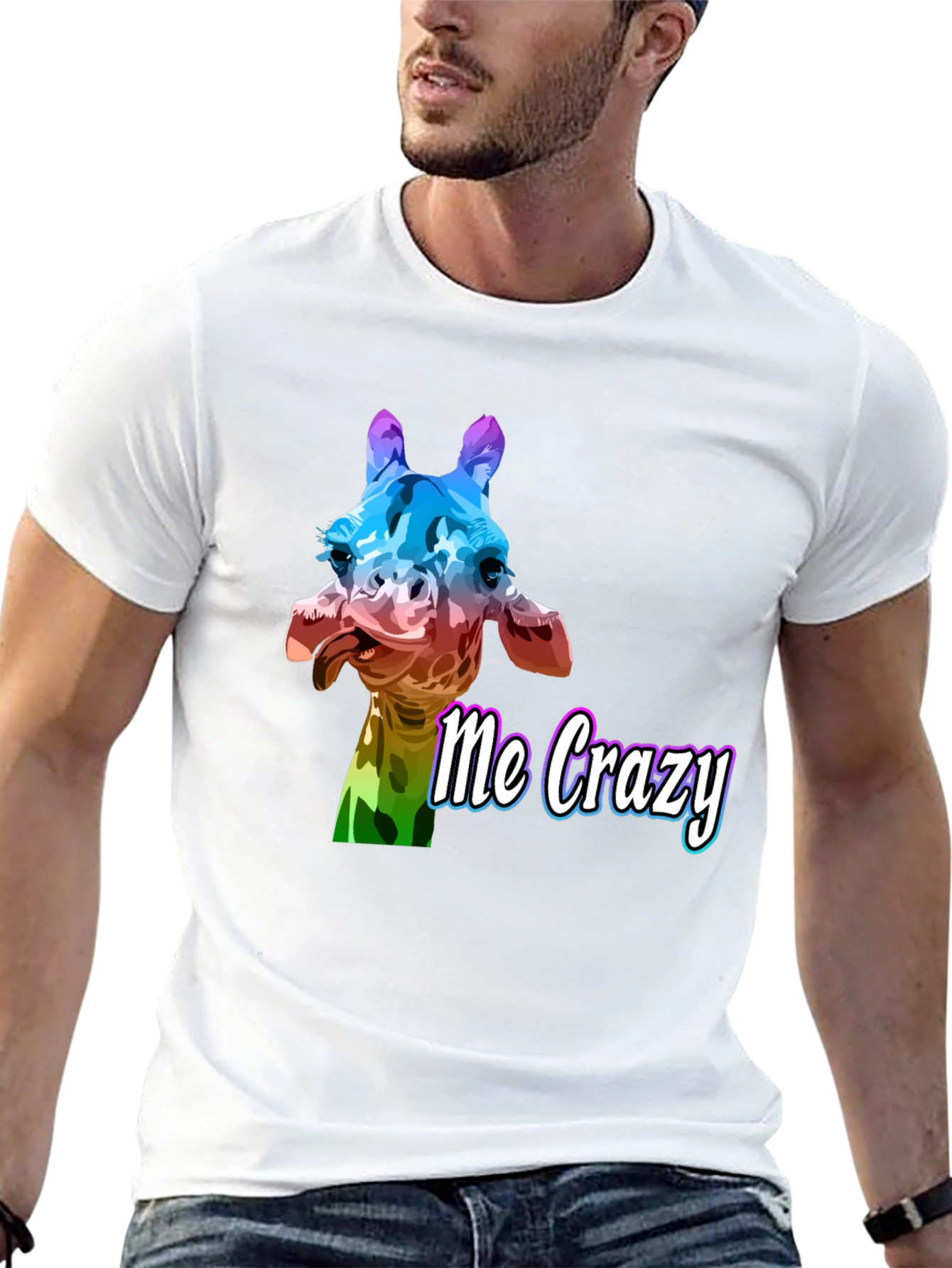 Crazy Giraffe Graphic Tee - Unisex Black T-Shirt