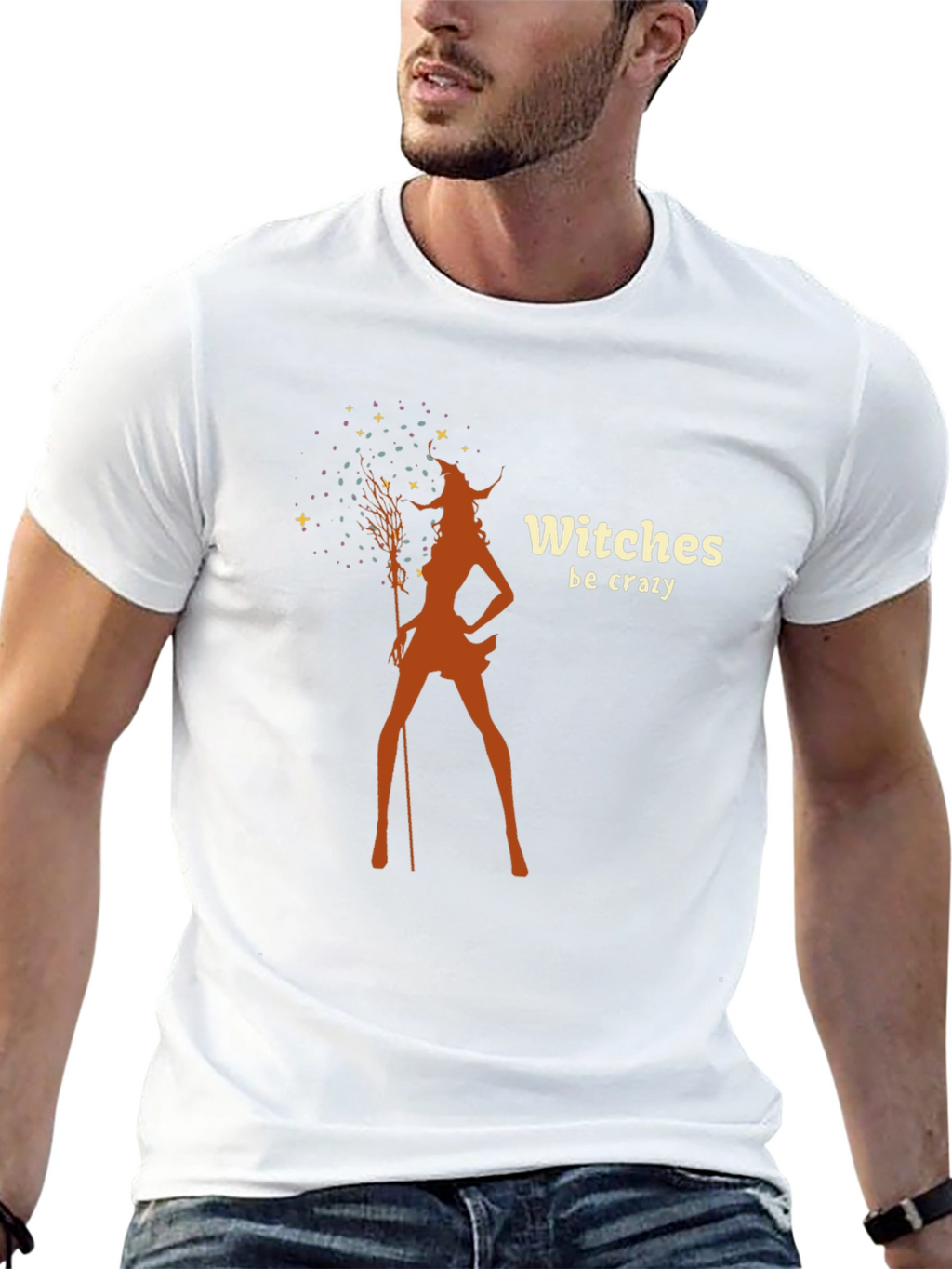 Witches Be Crazy Graphic Tee - Black Cotton T-Shirt