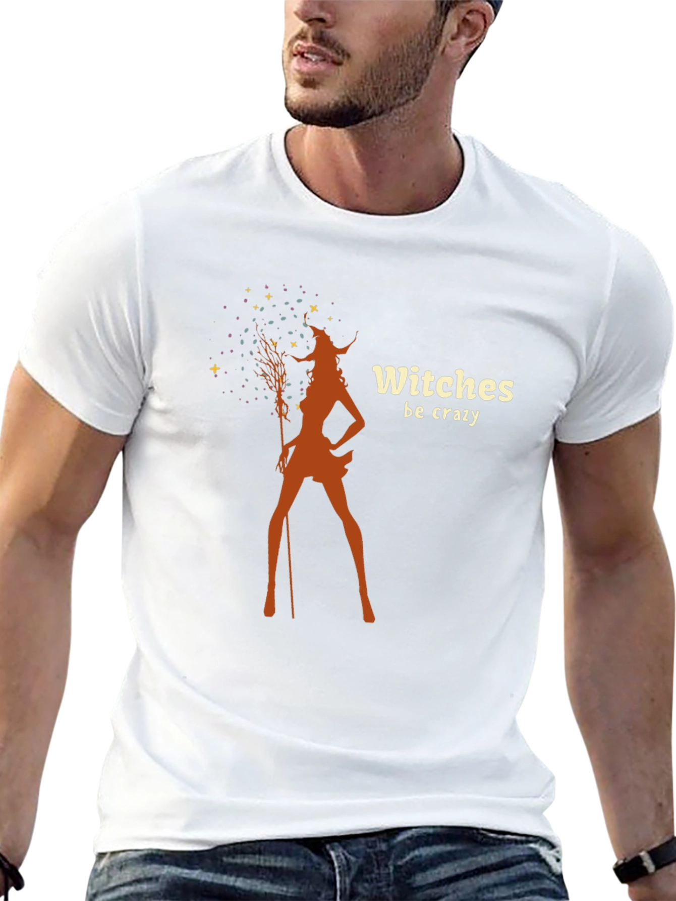 Witches Be Crazy Graphic Tee - Black Cotton T-Shirt