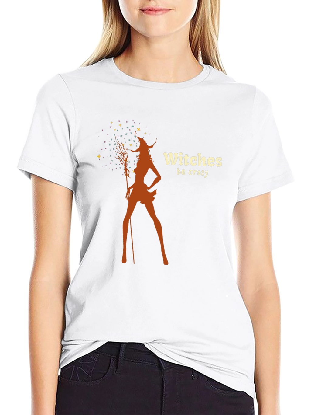 Witches Be Crazy Graphic Tee - Black Cotton T-Shirt