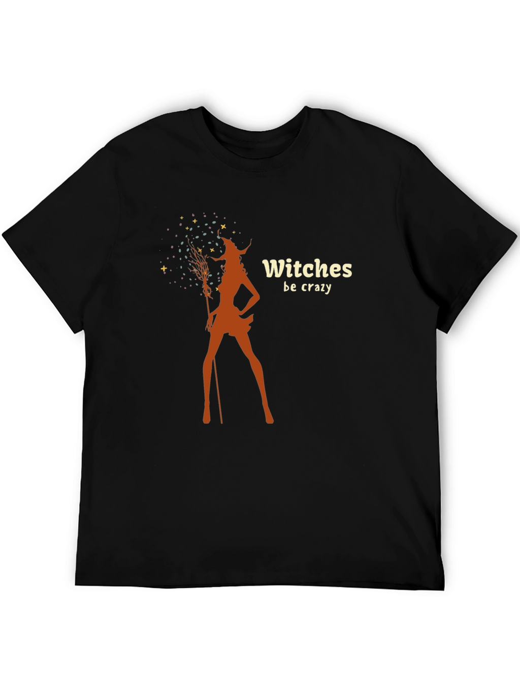 Witches Be Crazy Graphic Tee - Black Cotton T-Shirt