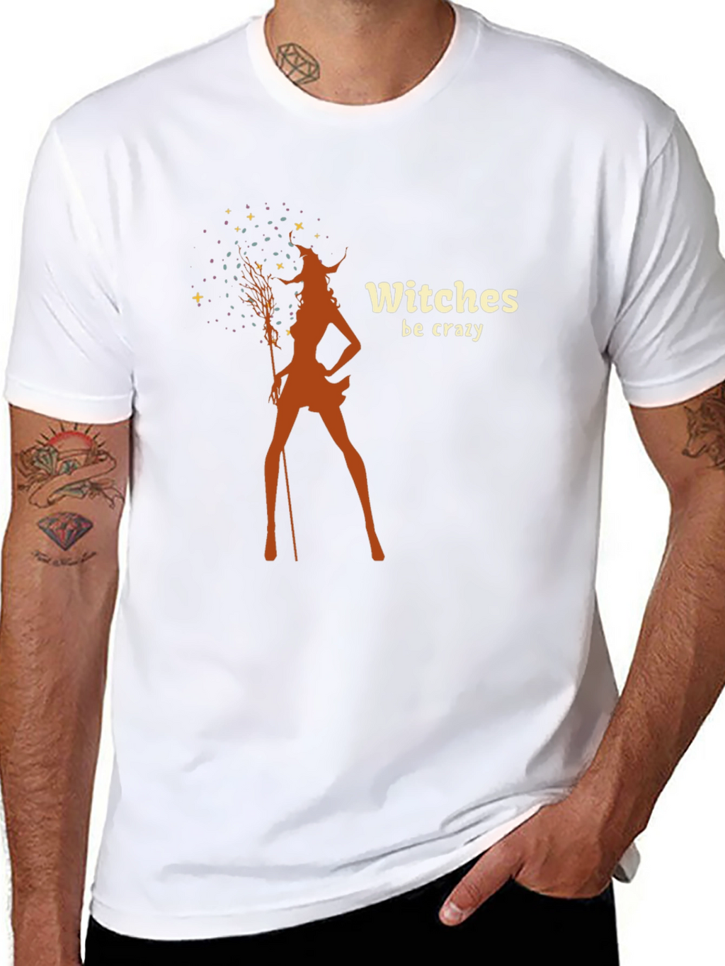 Witches Be Crazy Graphic Tee - Black Cotton T-Shirt