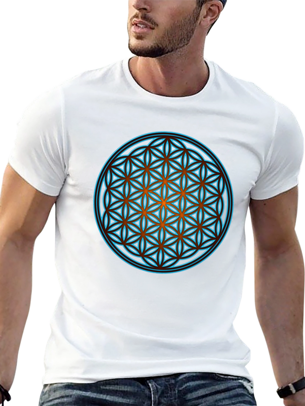 Sacred Geometry Graphic Print Black T-Shirt